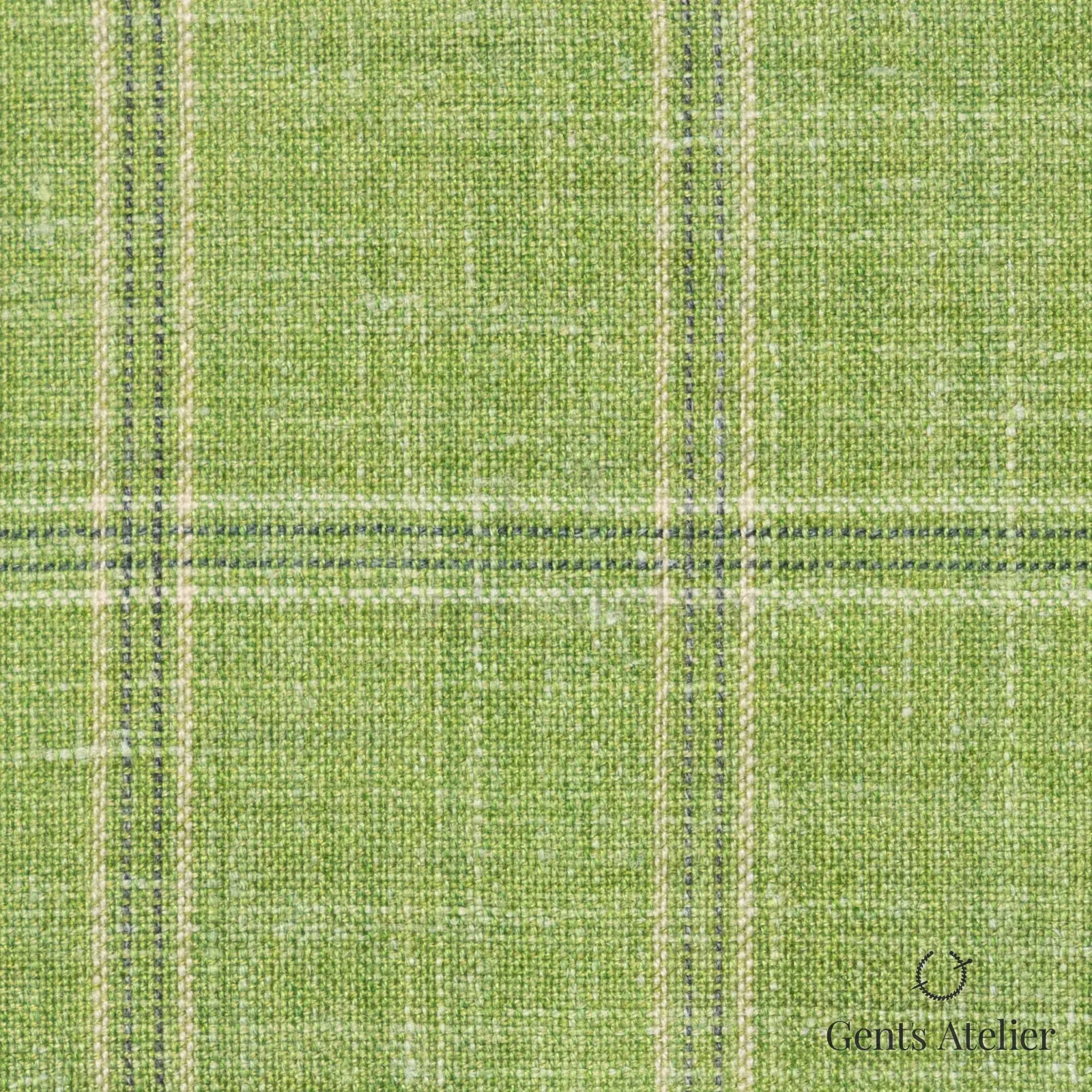 Костюмная ткань Marzoni 655 - 596 / 1200 — Зелёный, оконная клетка, 40% шерсть, 35% шёлк, 25% лён