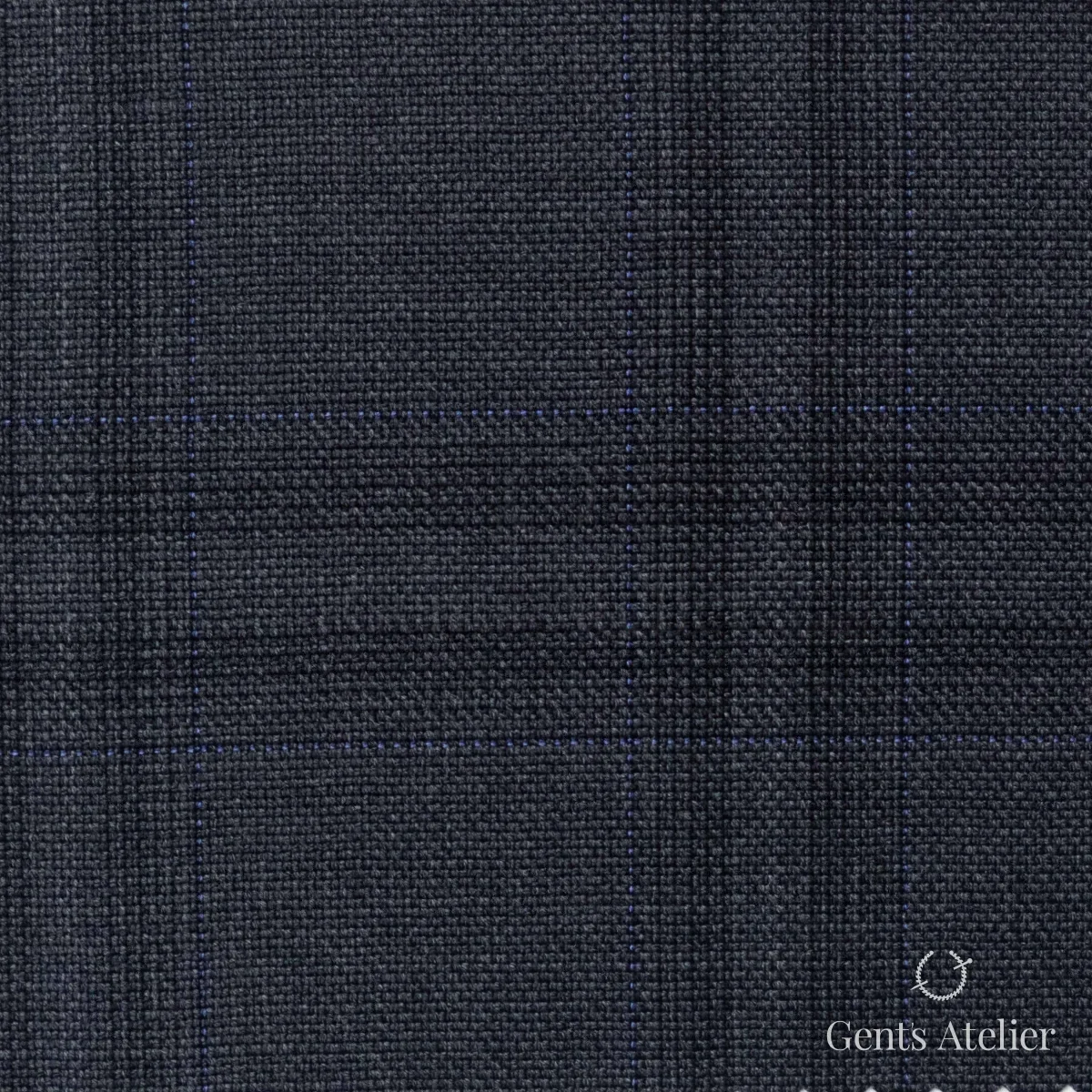Костюмная ткань Marzoni 608 - 219 / 1500 — Угольно-серый / Синий, в клетку, 100% шерсть