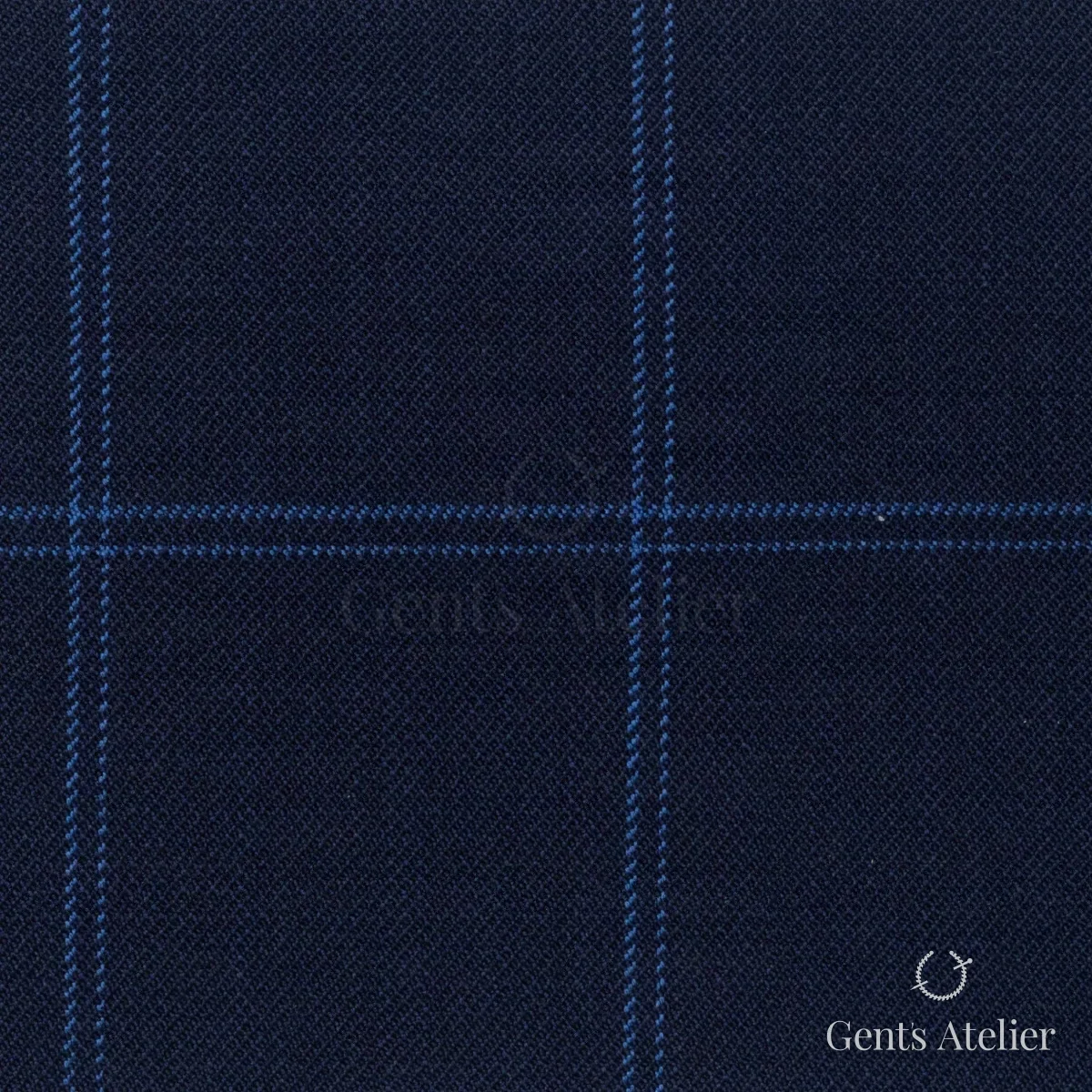 Костюмная ткань Marzoni 608 - 248 / 1500 — Тёмно-синий / Синий, в клетку, 100% шерсть