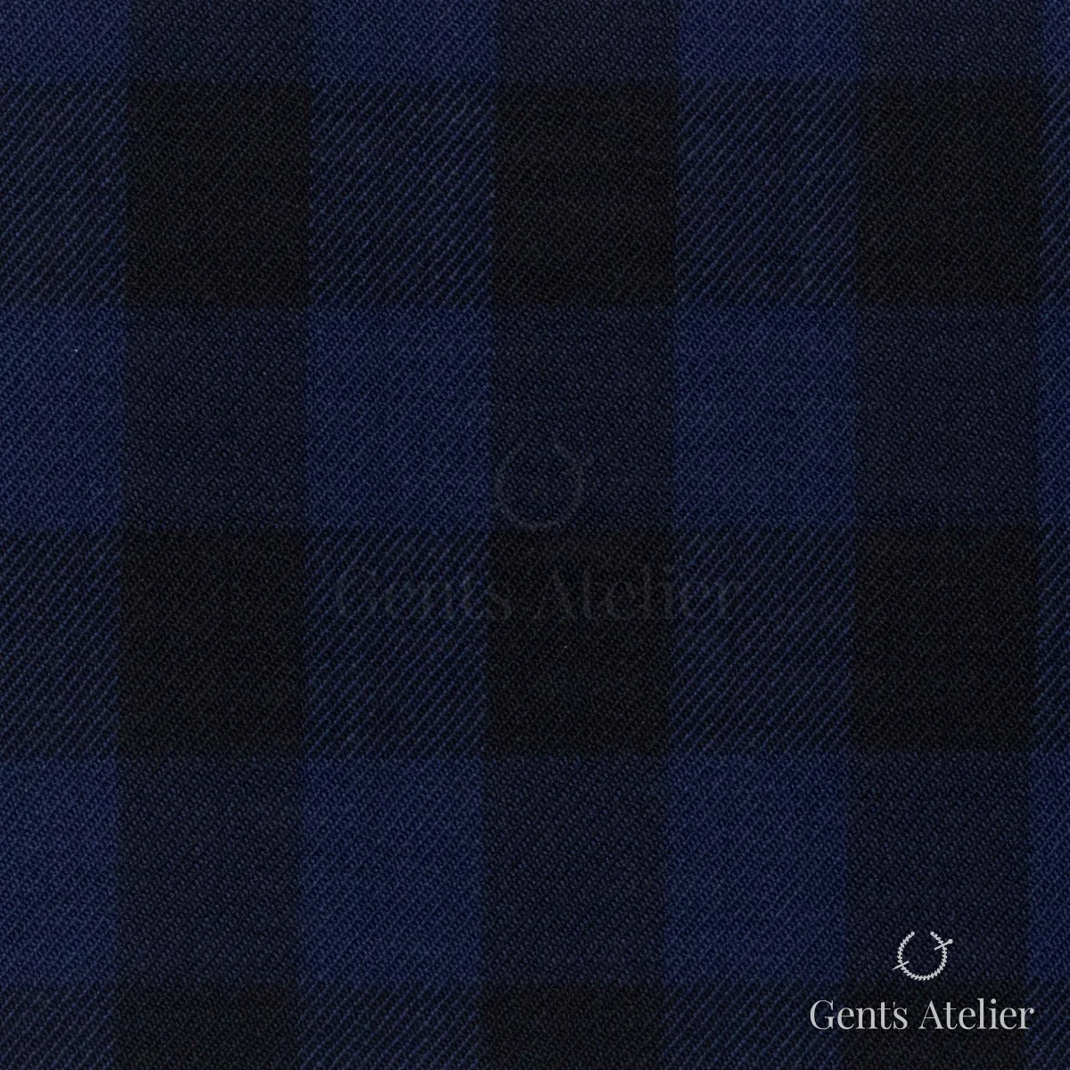 Костюмная ткань Marzoni 608 - 269 / 1500 — Полуночно-синий / Чёрный, в клетку, 100% шерсть
