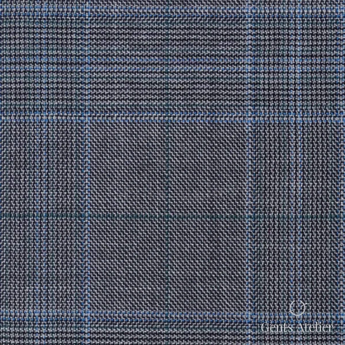 Костюмная ткань Marzoni 725 - 452 / 1300 — Серый / Синий, виндоупейн, 100% шерсть