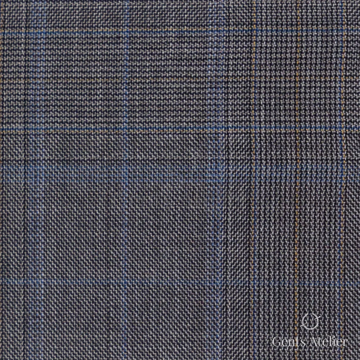 Костюмная ткань Marzoni 725 - 455 / 1300 — Коричневый / Синий, виндоупейн, 100% шерсть