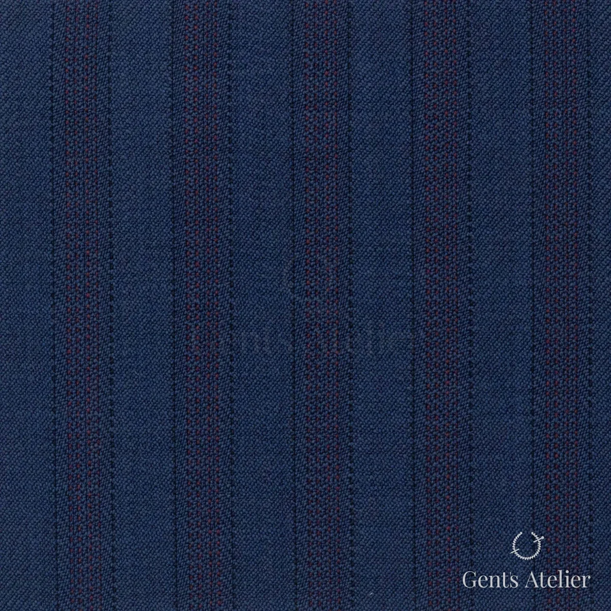 Костюмная ткань Marzoni 725 - 470 / 1300 — Тёмно-синий / Бордовый, в полоску, 100% шерсть