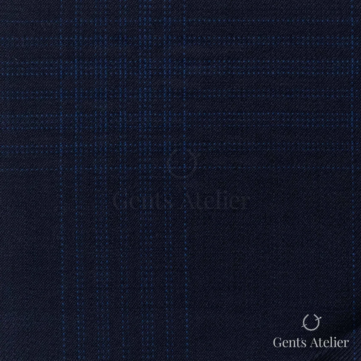 Костюмная ткань Marzoni 725 - 491 / 1500 — Тёмно-синий / Синий, в клетку, 100% шерсть