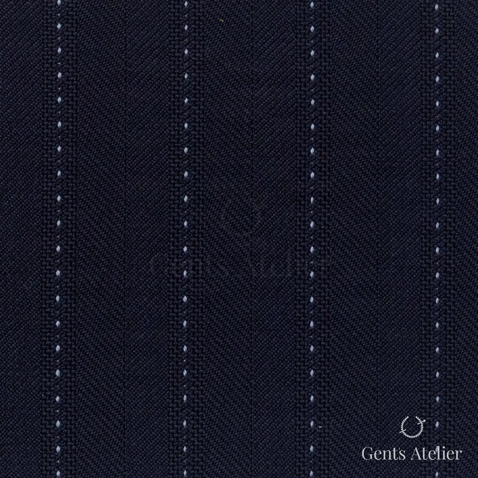 Костюмная ткань Marzoni 606 - 343 / 800 — Тёмно-синий / Белый, полоса, 100% шерсть