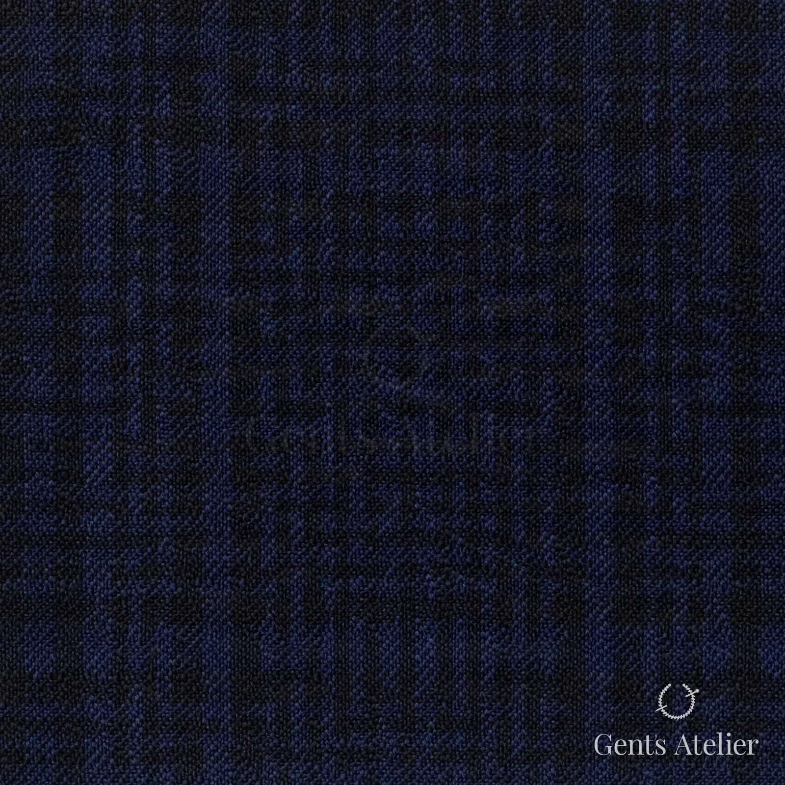 Костюмная ткань Marzoni 609 - 434 / 1000 — Синий / Тёмно-синий, оконная клетка, 100% шерсть