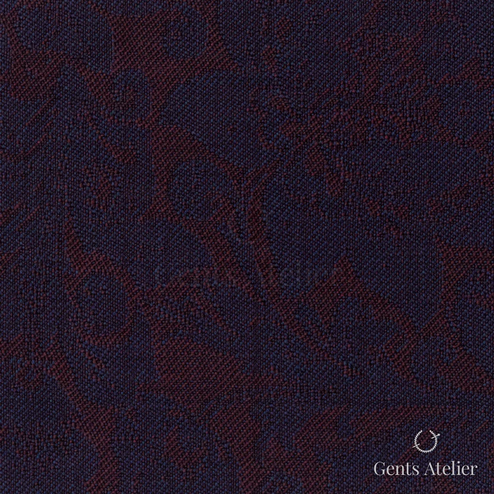 Костюмная ткань Marzoni 609 - 441 / 1000 — Бордовый / Синий, узор, 100% шерсть