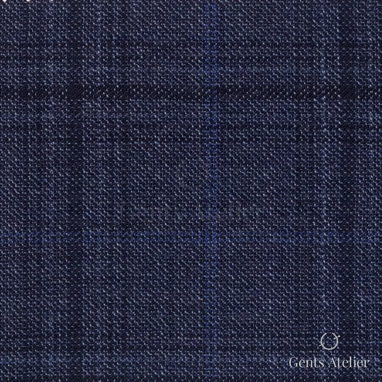 Костюмная ткань Marzoni 600 - 385 / 900 — Синий, оконная клетка, 100% шерсть