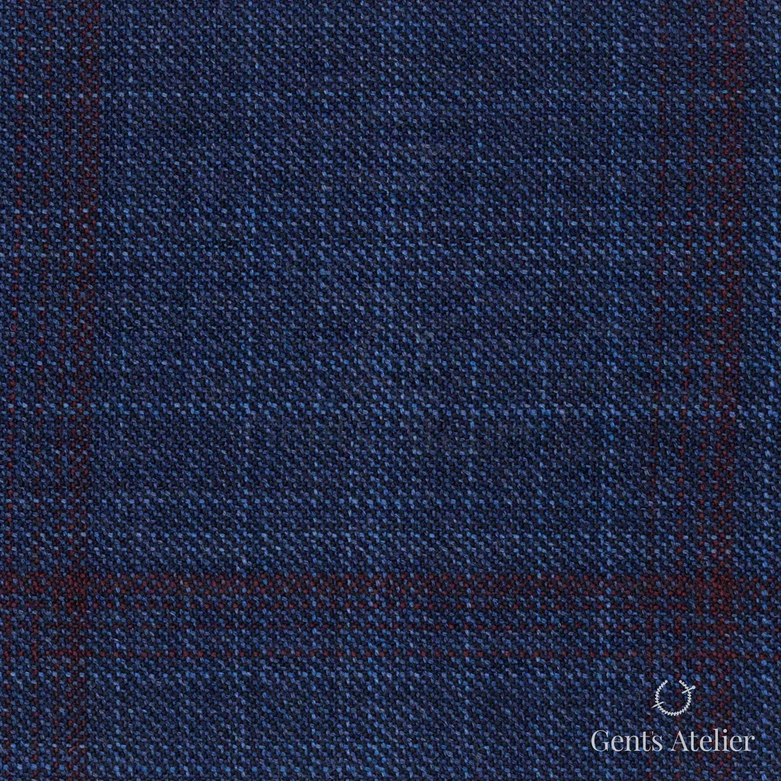 Костюмная ткань Marzoni 600 - 463 / 1000 — Тёмно-синий / Бордовый, оконная клетка, 100% шерсть