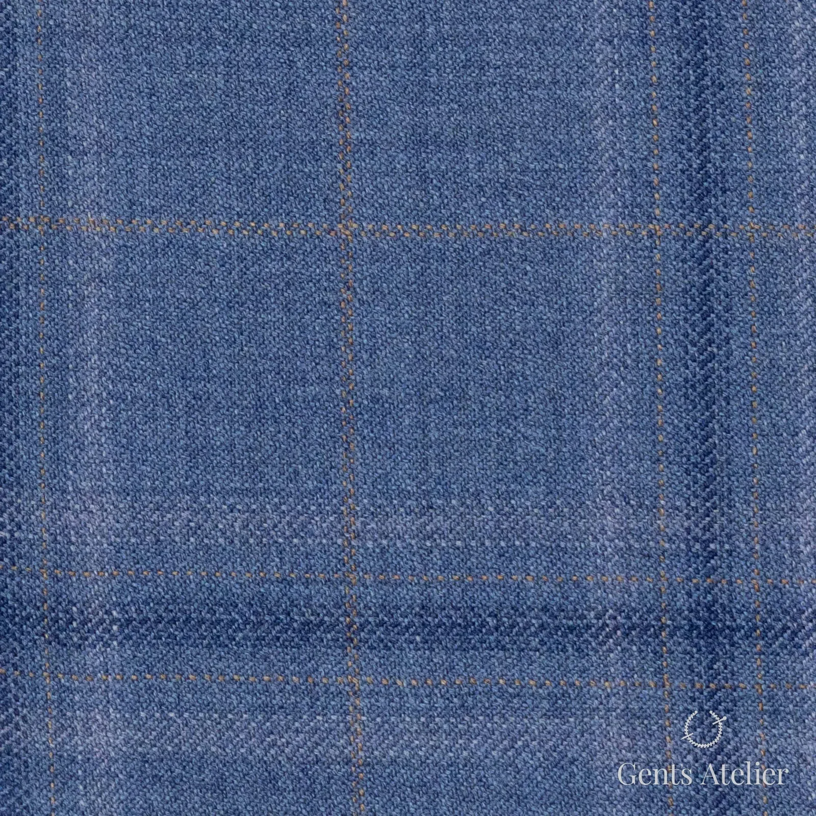Костюмная ткань Marzoni 600 - 467 / 1000 — Синий / Tan, оконная клетка, 100% шерсть