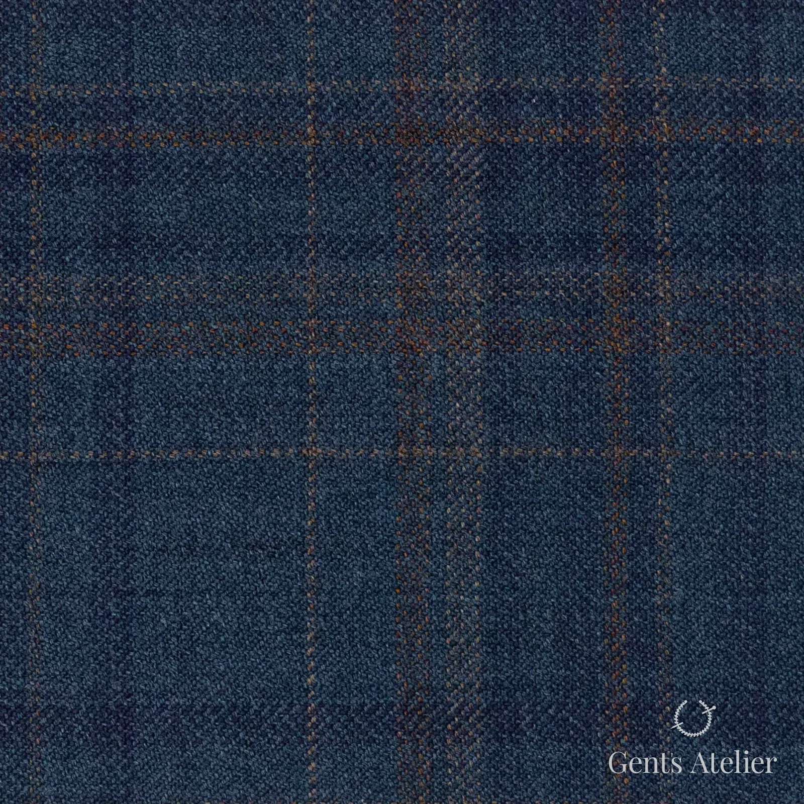 Костюмная ткань Marzoni 600 - 494 / 1000 — Teal / Коричневый, оконная клетка, 100% шерсть