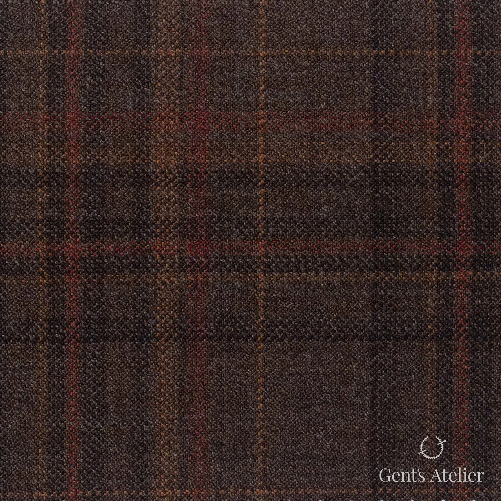 Костюмная ткань Marzoni 600 - 496 / 1000 — Коричневый / Красный, оконная клетка, 100% шерсть
