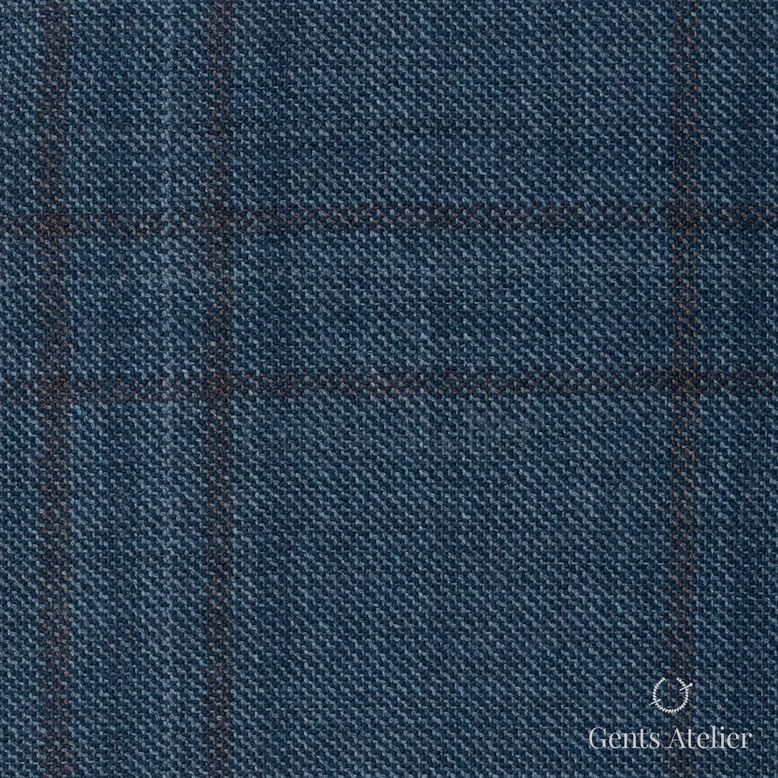 Костюмная ткань Marzoni 600 - 497 / 1000 — Teal / Коричневый, оконная клетка, 100% шерсть