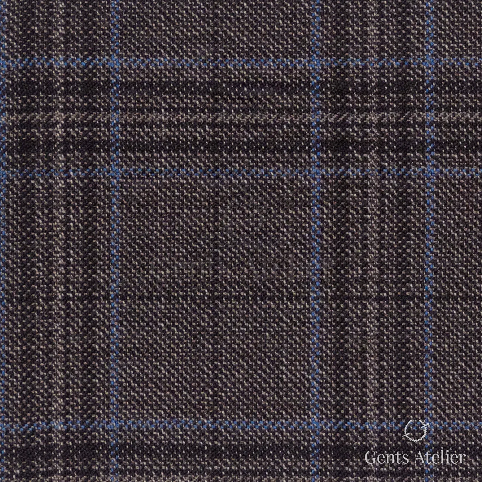Костюмная ткань Marzoni 600 - 502 / 1000 — Коричневый / Голубой, оконная клетка, 100% шерсть