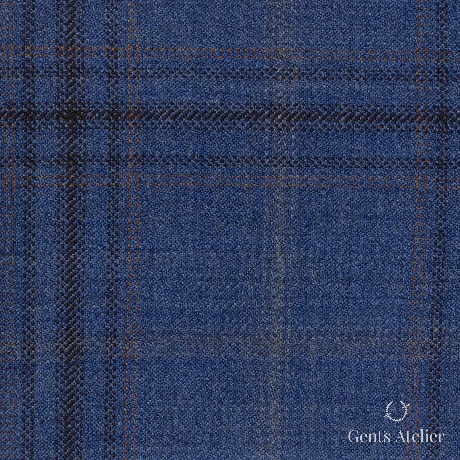 Костюмная ткань Marzoni 600 - 504 / 1000 — Синий / Tan, оконная клетка, 100% шерсть