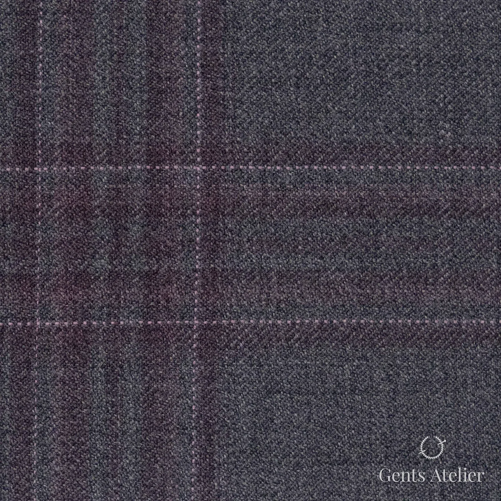 Костюмная ткань Marzoni 600 - 506 / 1000 — Серый / Фиолетовый, оконная клетка, 100% шерсть