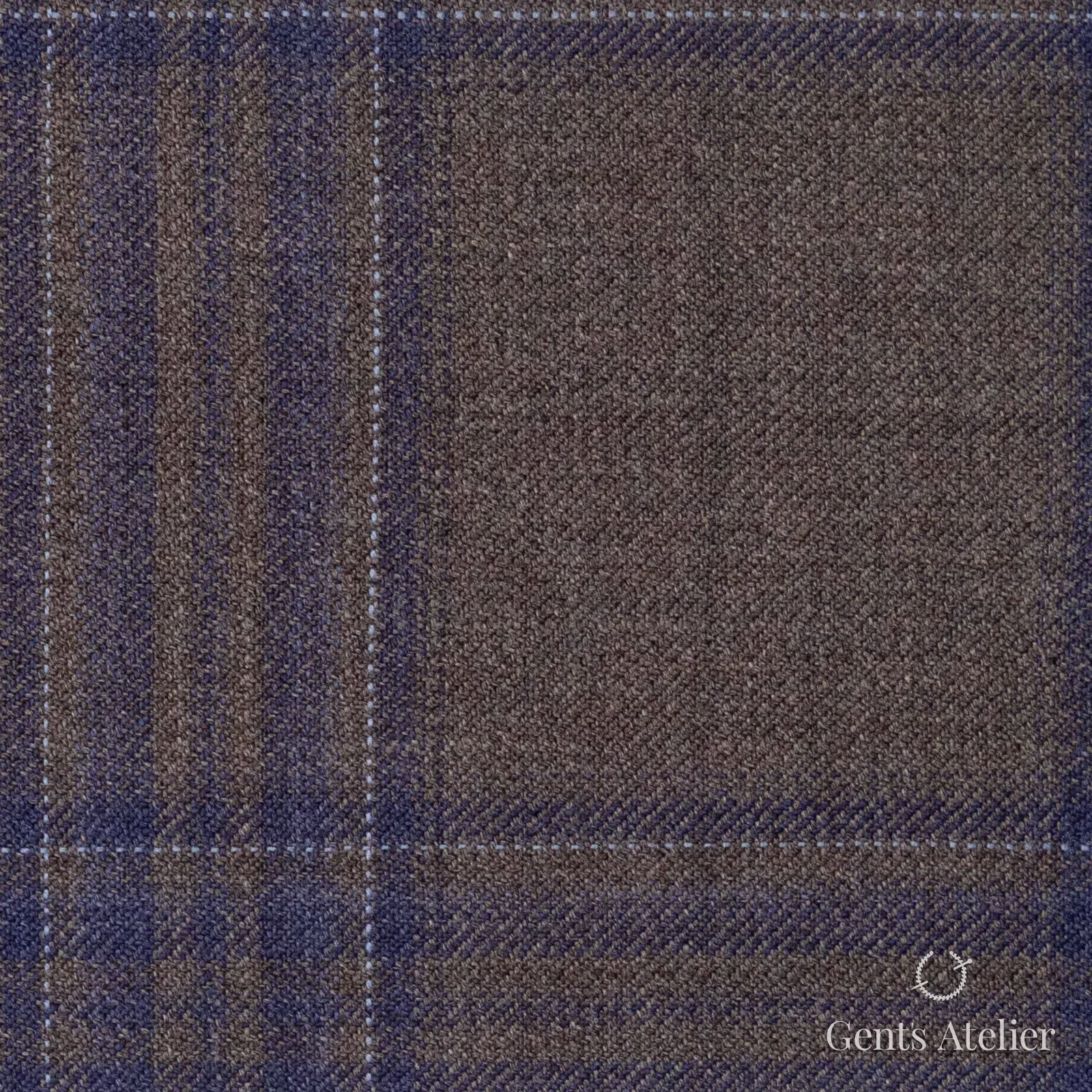 Костюмная ткань Marzoni 600 - 507 / 1000 — Light Brown / Синий, оконная клетка, 100% шерсть
