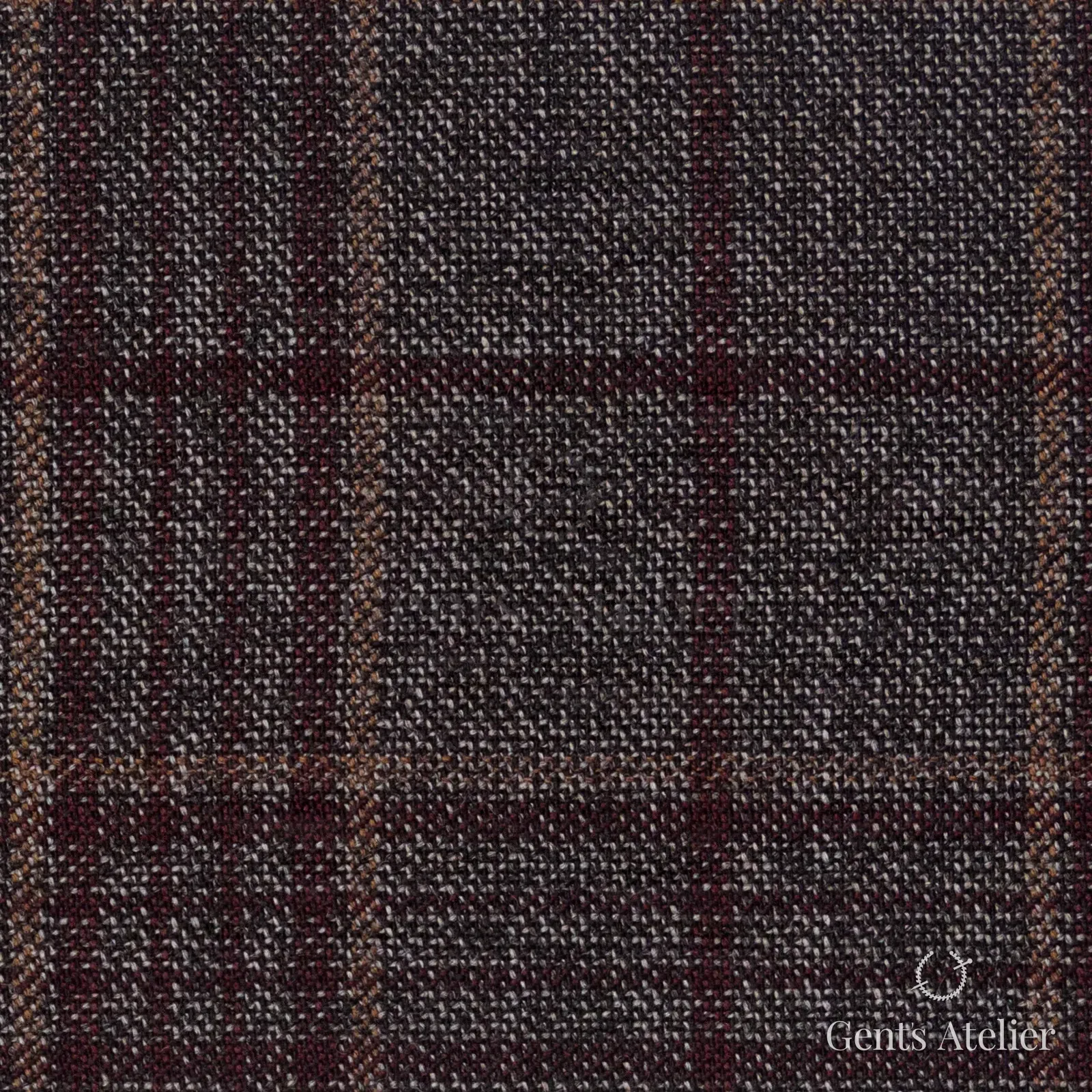 Костюмная ткань Marzoni 600 - 517 / 1000 — Коричневый / Бордовый, оконная клетка, 100% шерсть