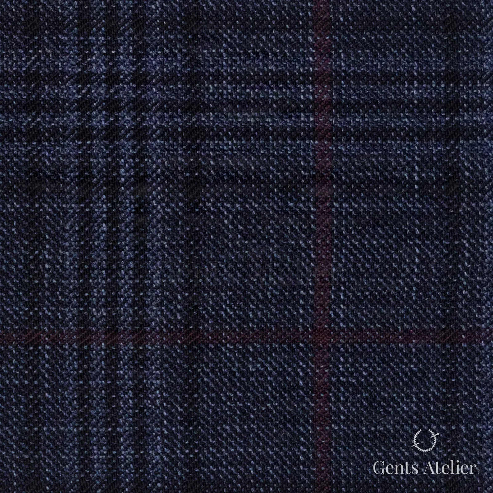 Костюмная ткань Marzoni 600 - 519 / 1000 — Синий / Красный, оконная клетка, 100% шерсть