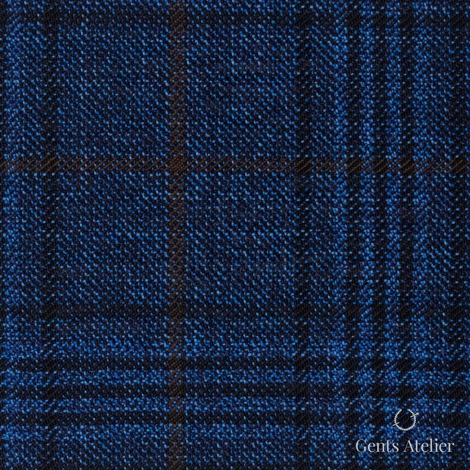 Костюмная ткань Marzoni 600 - 521 / 1000 — Синий / Коричневый, оконная клетка, 100% шерсть