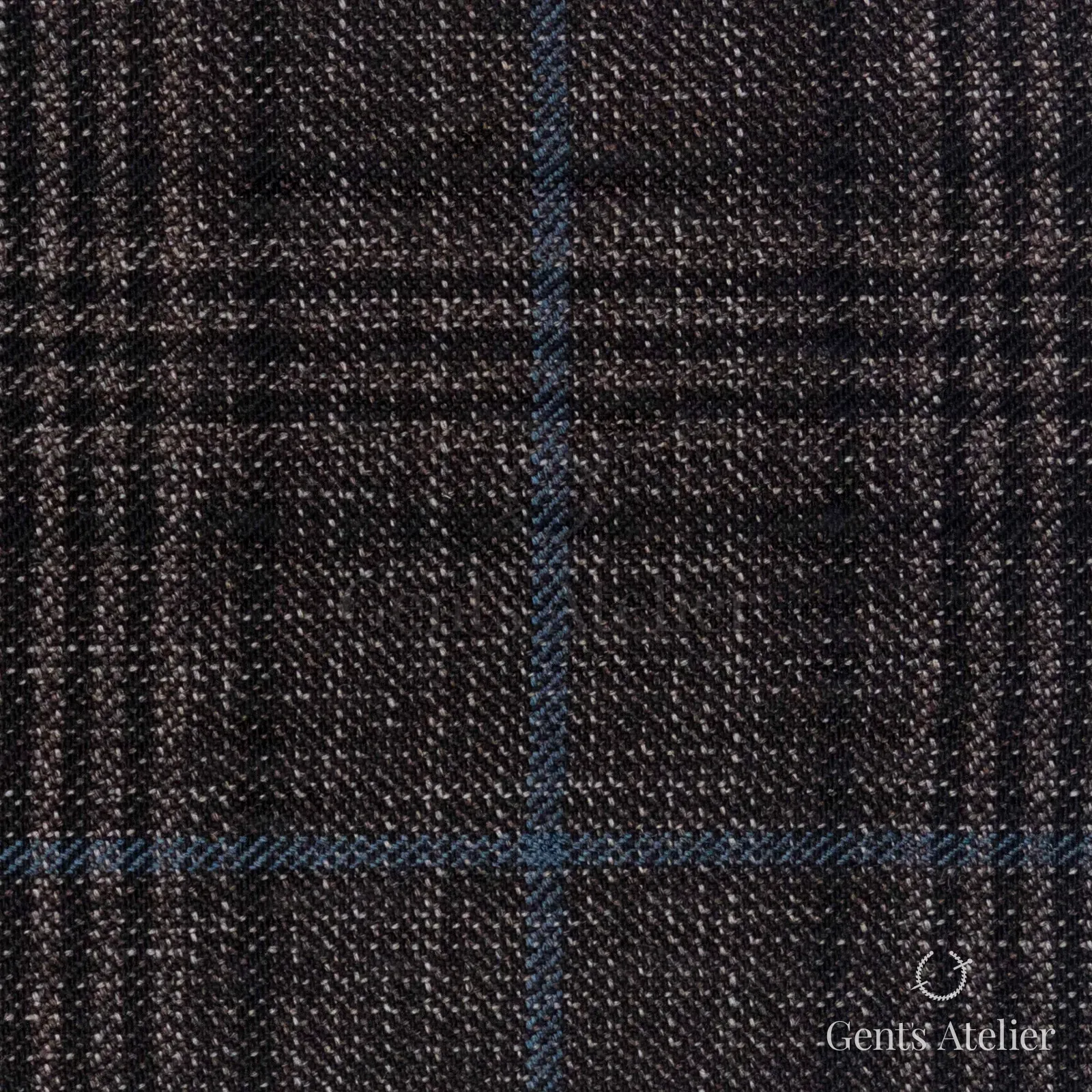 Костюмная ткань Marzoni 600 - 522 / 1000 — Коричневый / Голубой, оконная клетка, 100% шерсть
