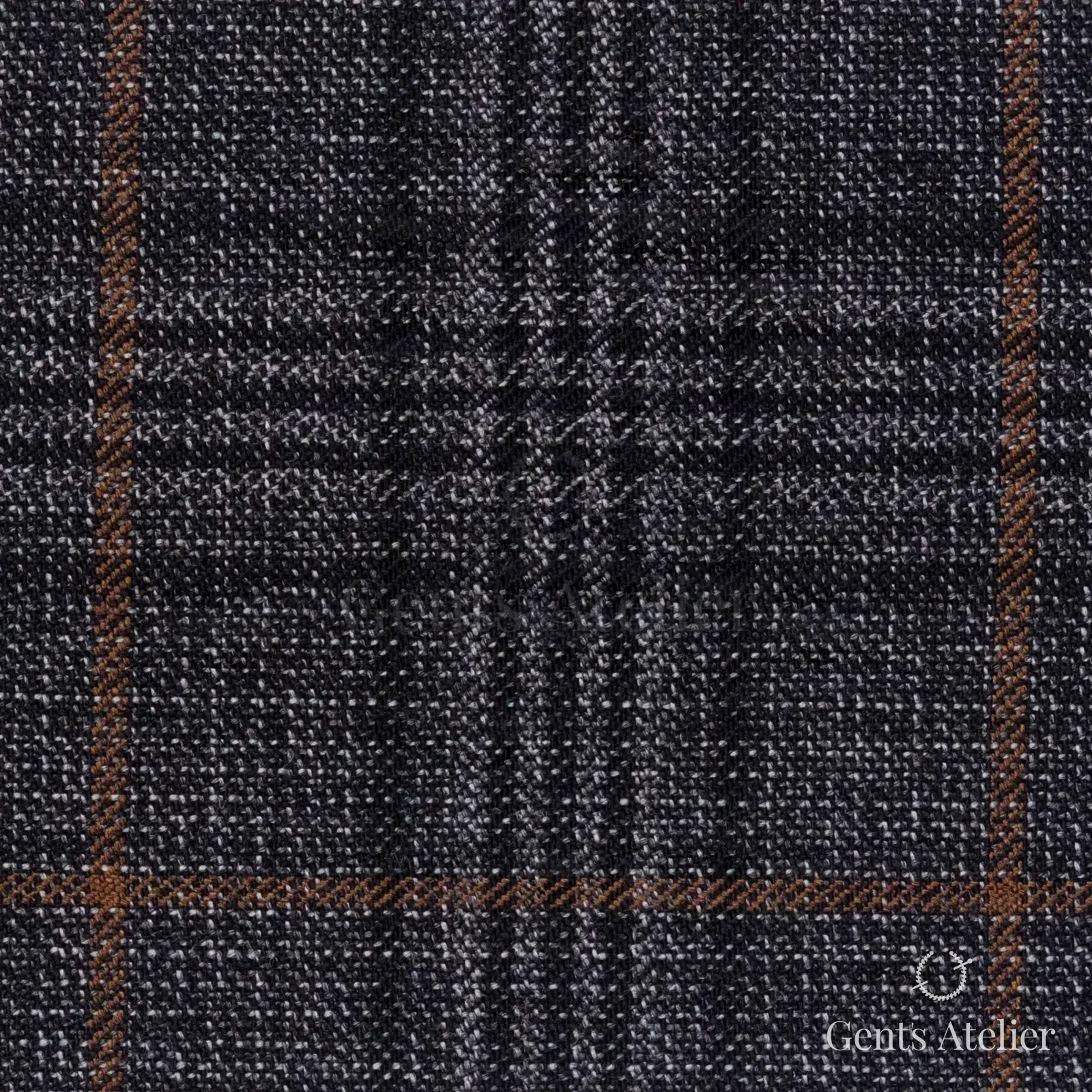 Костюмная ткань Marzoni 600 - 524 / 1000 — Антрацит / Коричневый, узор, 100% шерсть