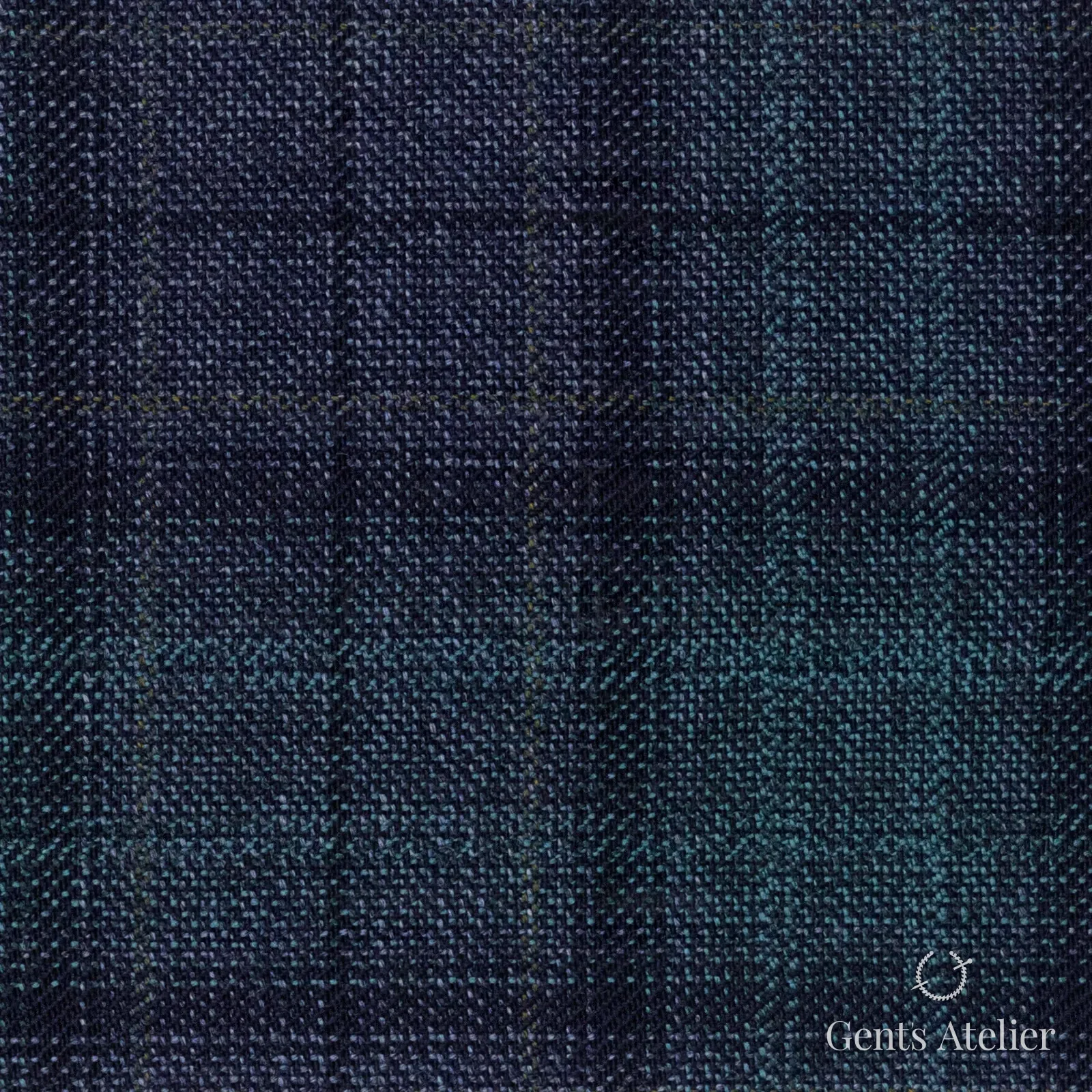 Костюмная ткань Marzoni 600 - 525 / 1000 — Синий / Зелёный, оконная клетка, 100% шерсть
