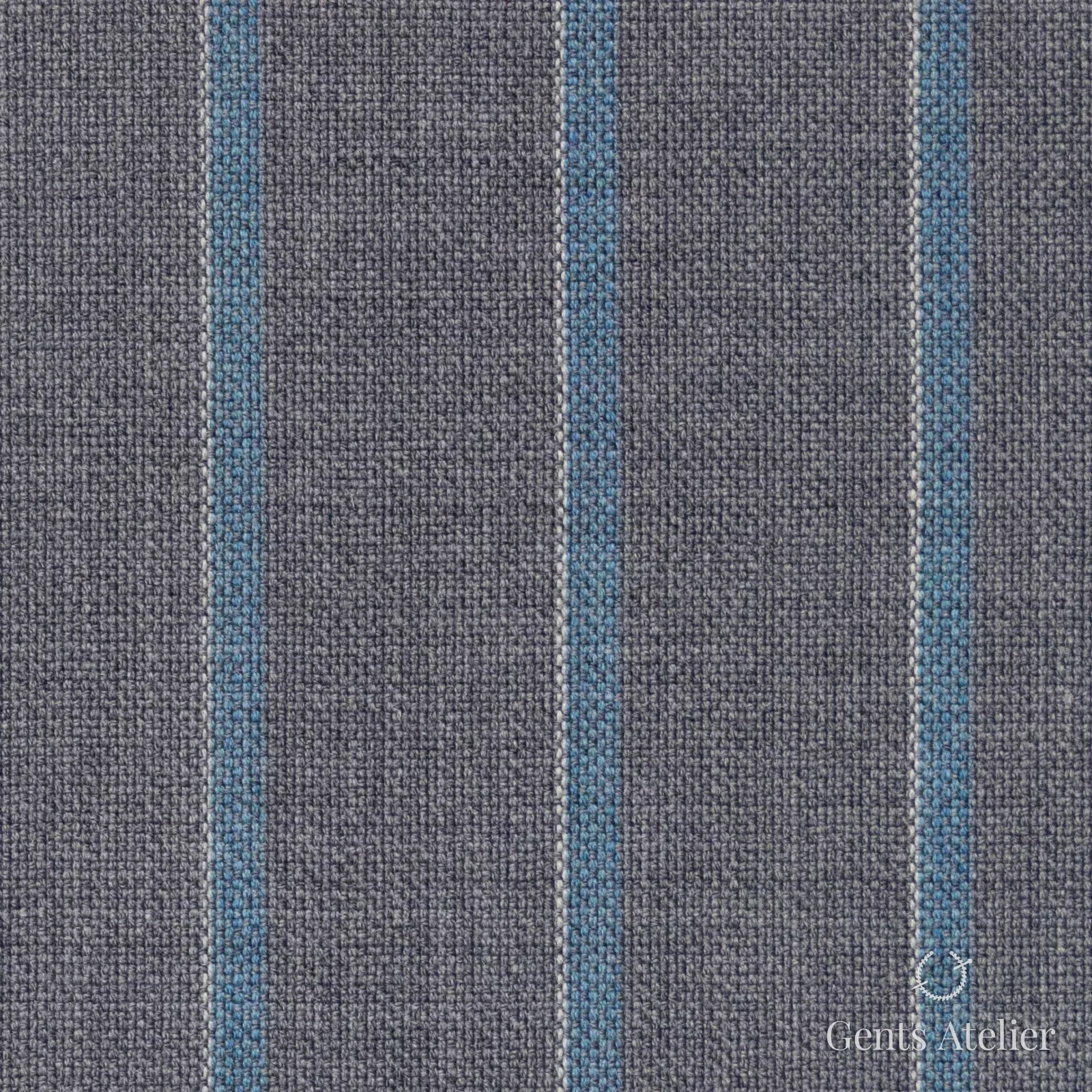 Костюмная ткань Marzoni 607 - 876 / 1000 — Светло-серый / Mint, полоса, 100% шерсть