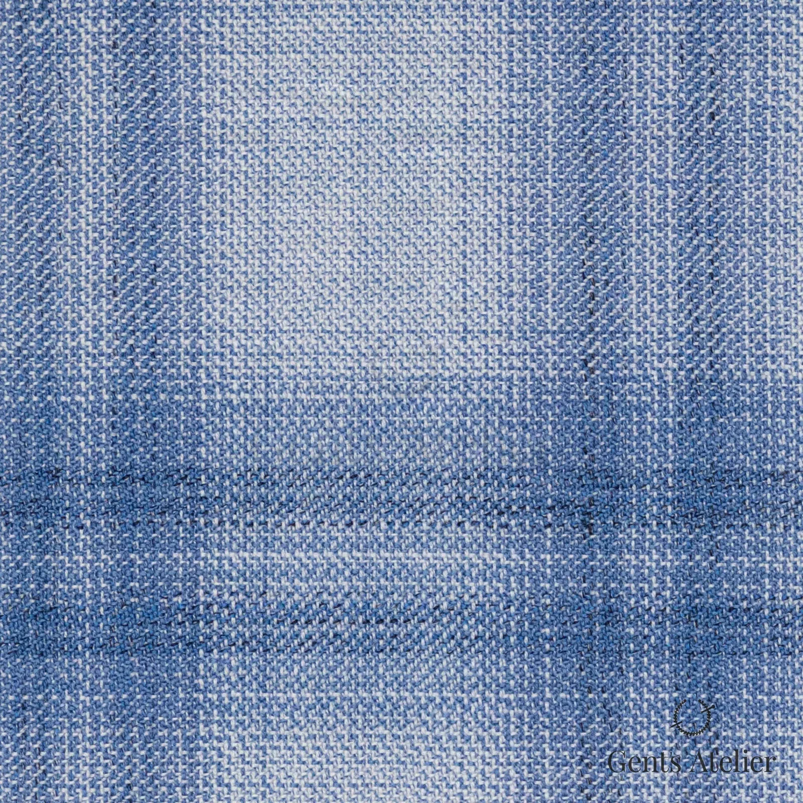 Костюмная ткань Marzoni 609 - 060 / 1000 — Голубой, оконная клетка, 100% шерсть