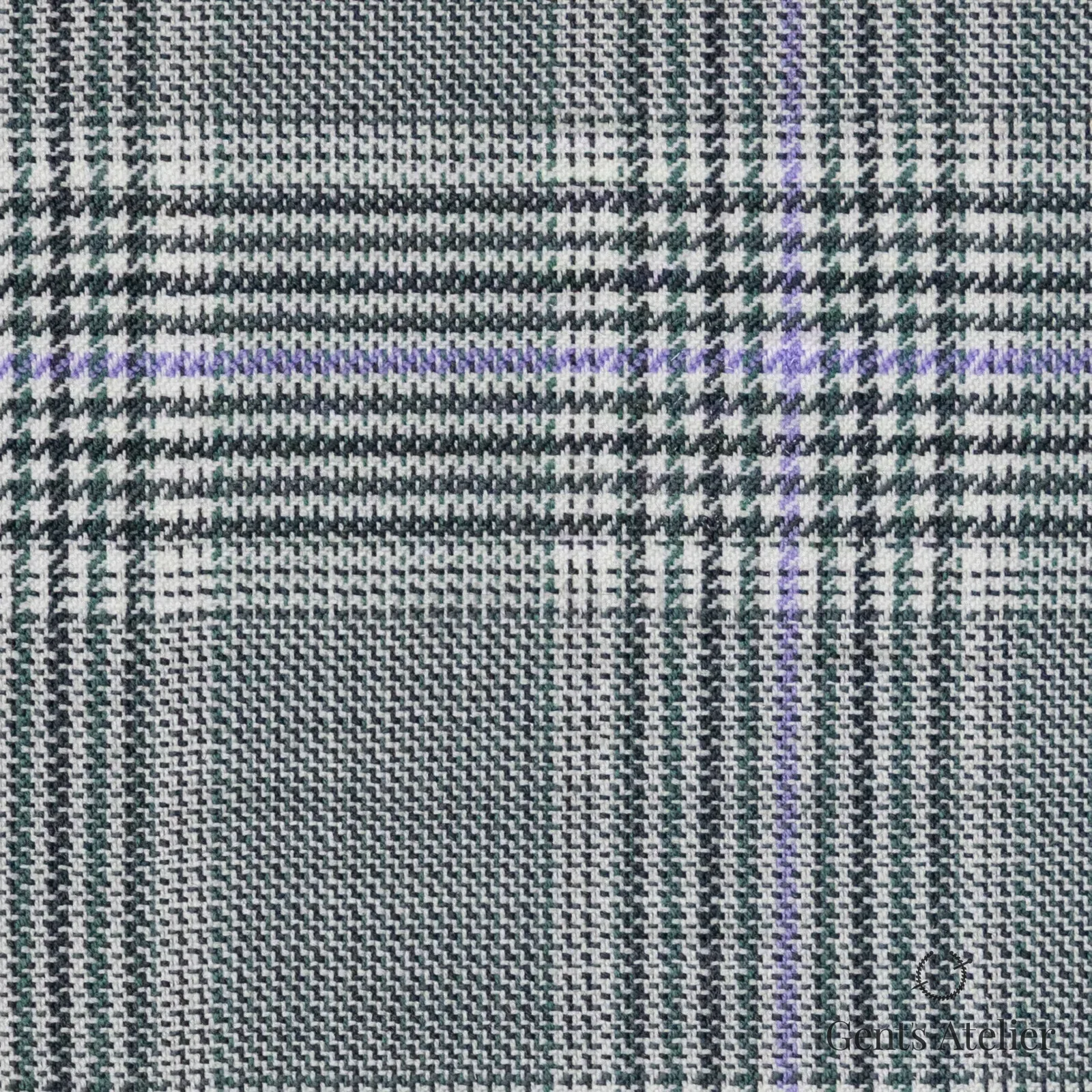 Костюмная ткань Marzoni 609 - 067 / 1000 — Зелёный / Light purple, гусиная лапка, 100% шерсть