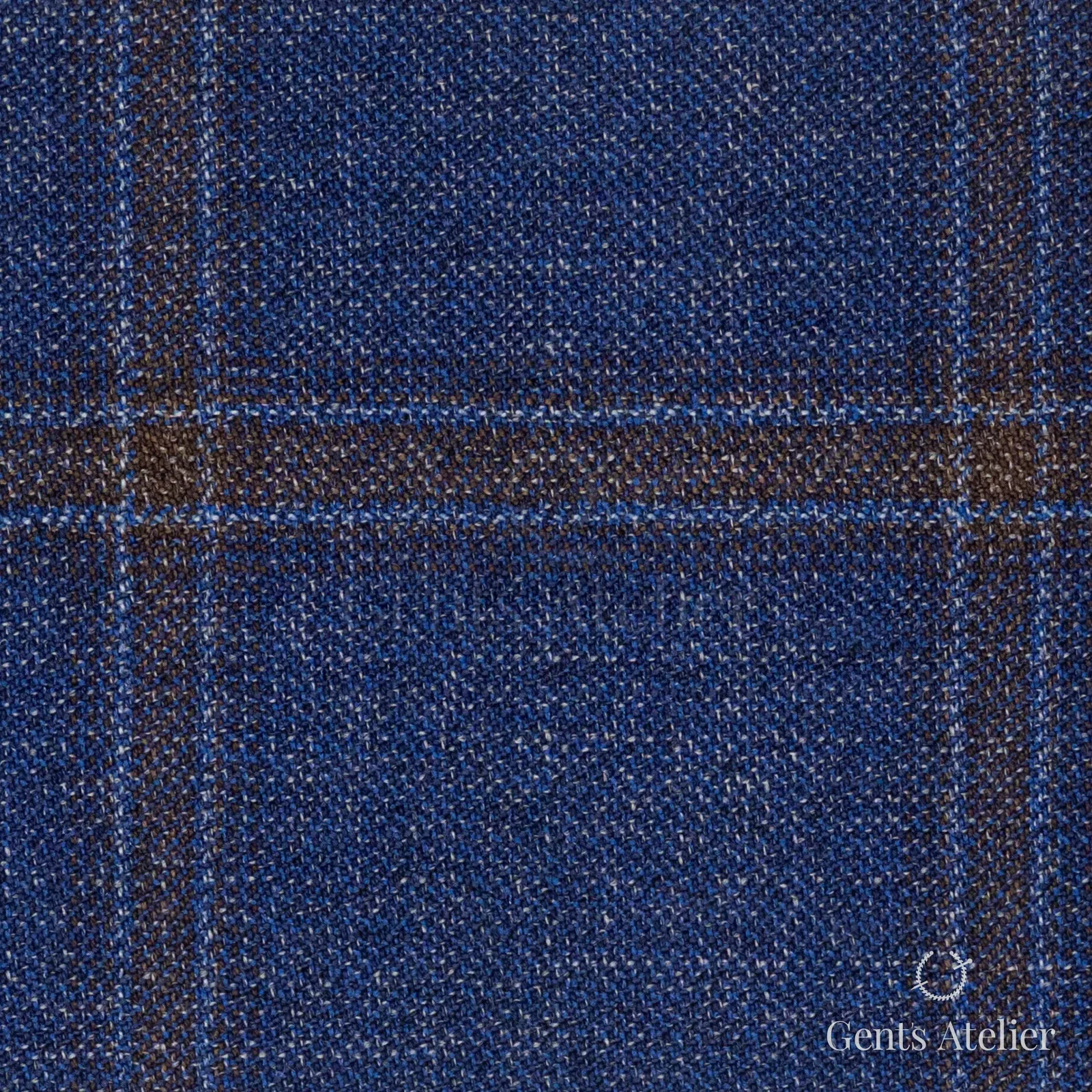 Костюмная ткань Marzoni 609 - 077 / 1000 — Синий / Коричневый, оконная клетка, 100% шерсть