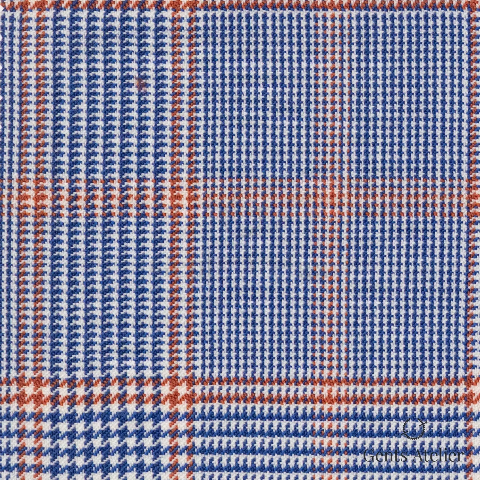 Костюмная ткань Marzoni 609 - 083 / 900 — Синий / Orange, гусиная лапка, 100% шерсть