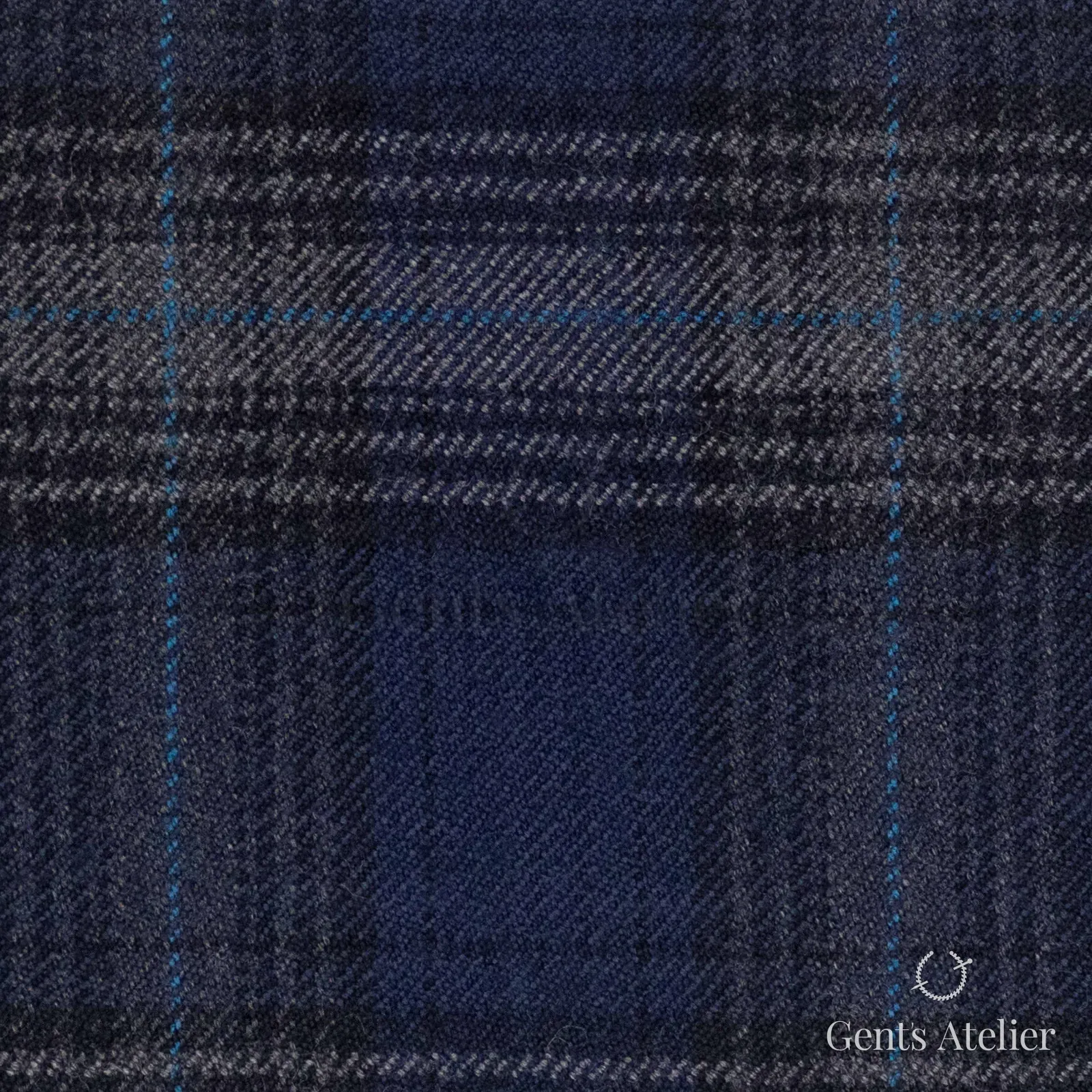 Костюмная ткань Marzoni 655 - 017 / 1200 — Тёмно-синий / Серый, клетка, 95% шерсть, 5% кашемир