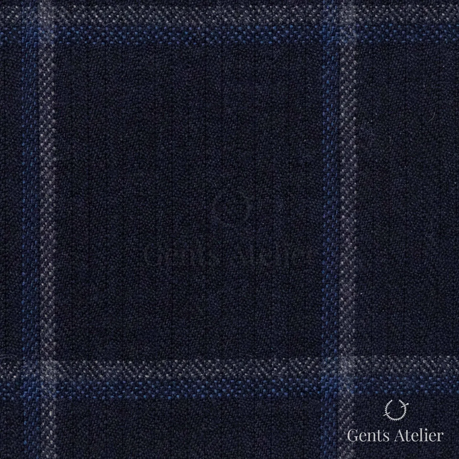 Костюмная ткань Marzoni 655 - 023 / 1200 — Тёмно-синий / Синий / Серый, оконная клетка, 95% шерсть, 5% кашемир