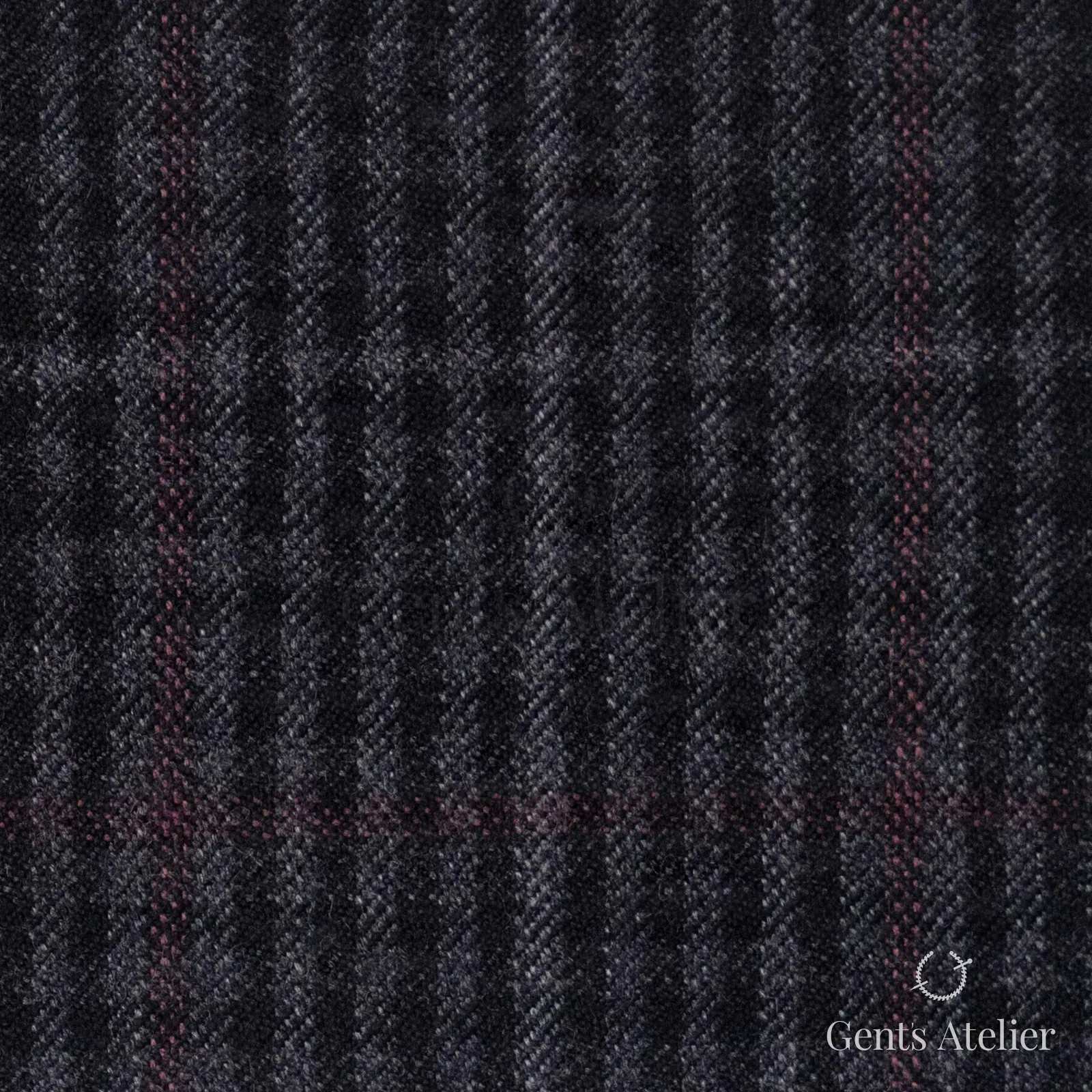 Костюмная ткань Marzoni 655 - 029 / 1200 — Антрацит / Серый / Pink, клетка, 95% шерсть, 5% кашемир