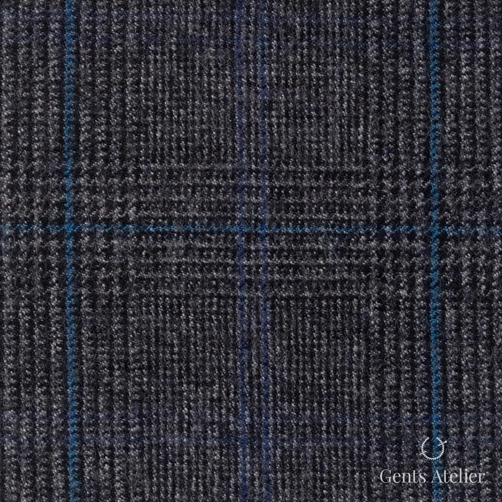 Костюмная ткань Marzoni 655 - 037 / 1200 — Серый / Синий, узор, 100% шерсть