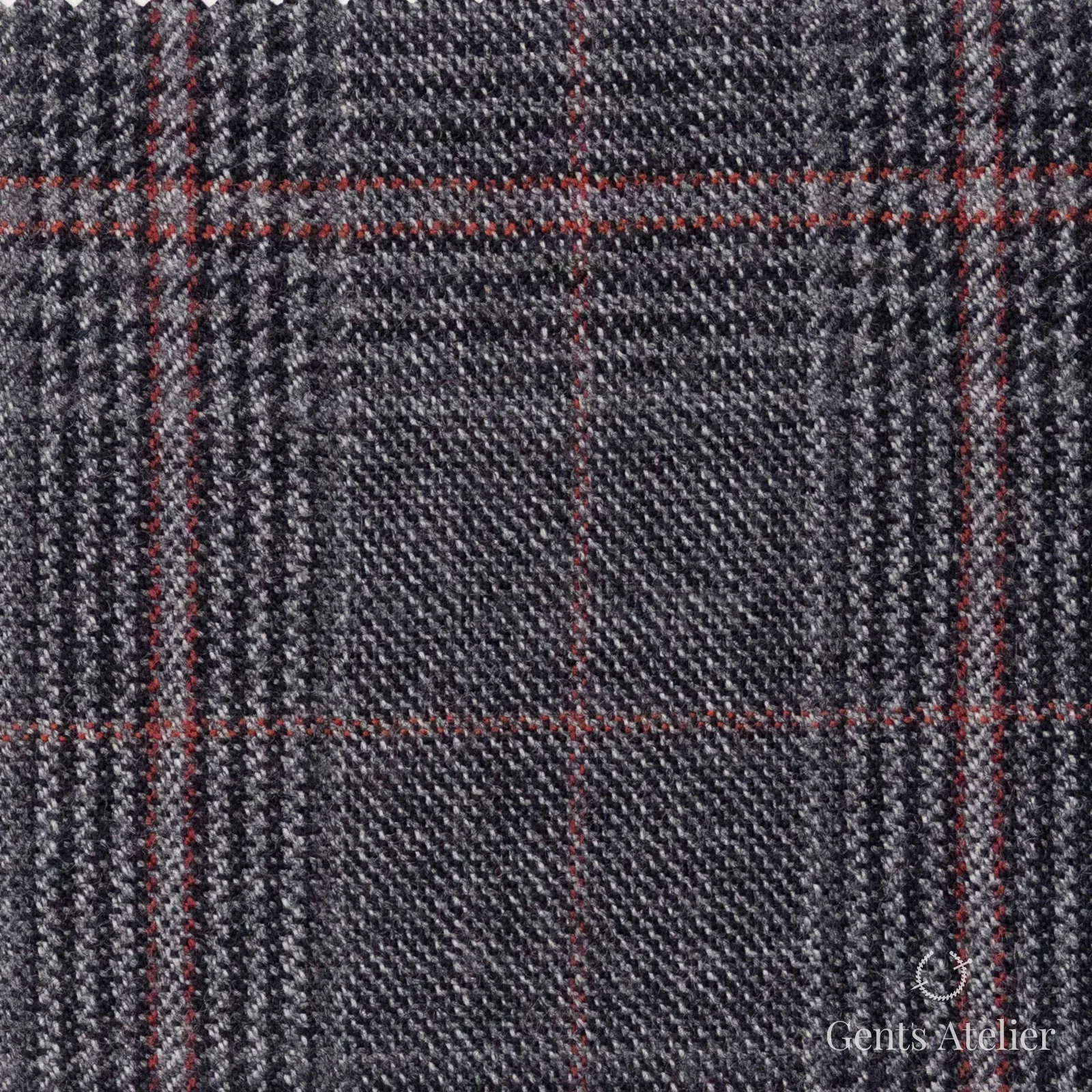 Костюмная ткань Marzoni 655 - 039 / 1200 — Серый / Pink, оконная клетка, 95% шерсть, 5% кашемир
