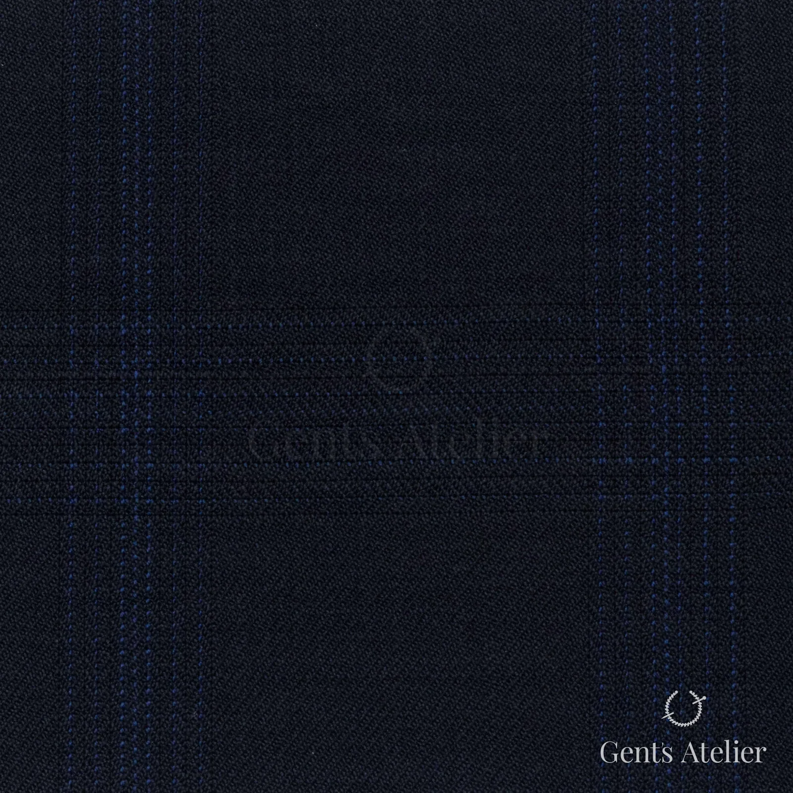 Костюмная ткань Marzoni 608 - 238 / 1500 — Тёмно-синий, оконная клетка, 100% шерсть