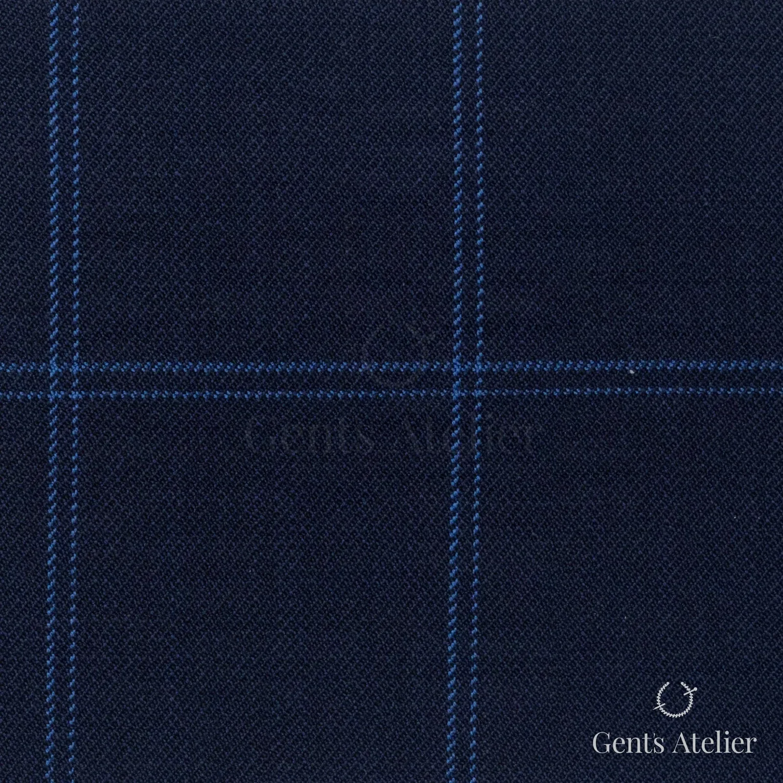 Костюмная ткань Marzoni 608 - 248 / 1500 — Тёмно-синий / Синий, оконная клетка, 100% шерсть
