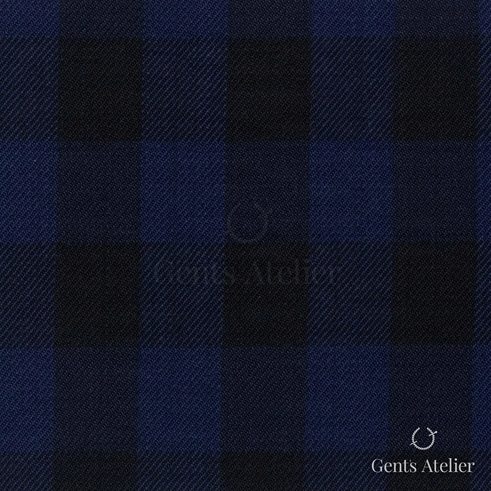 Костюмная ткань Marzoni 608 - 269 / 1500 — Mid-Night Blue / Чёрный, клетка, 100% шерсть