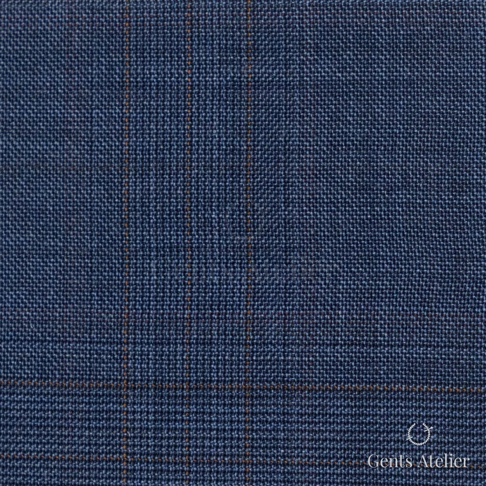 Костюмная ткань Marzoni 725 - 454 / 1300 — Синий / Tan, оконная клетка, 100% шерсть
