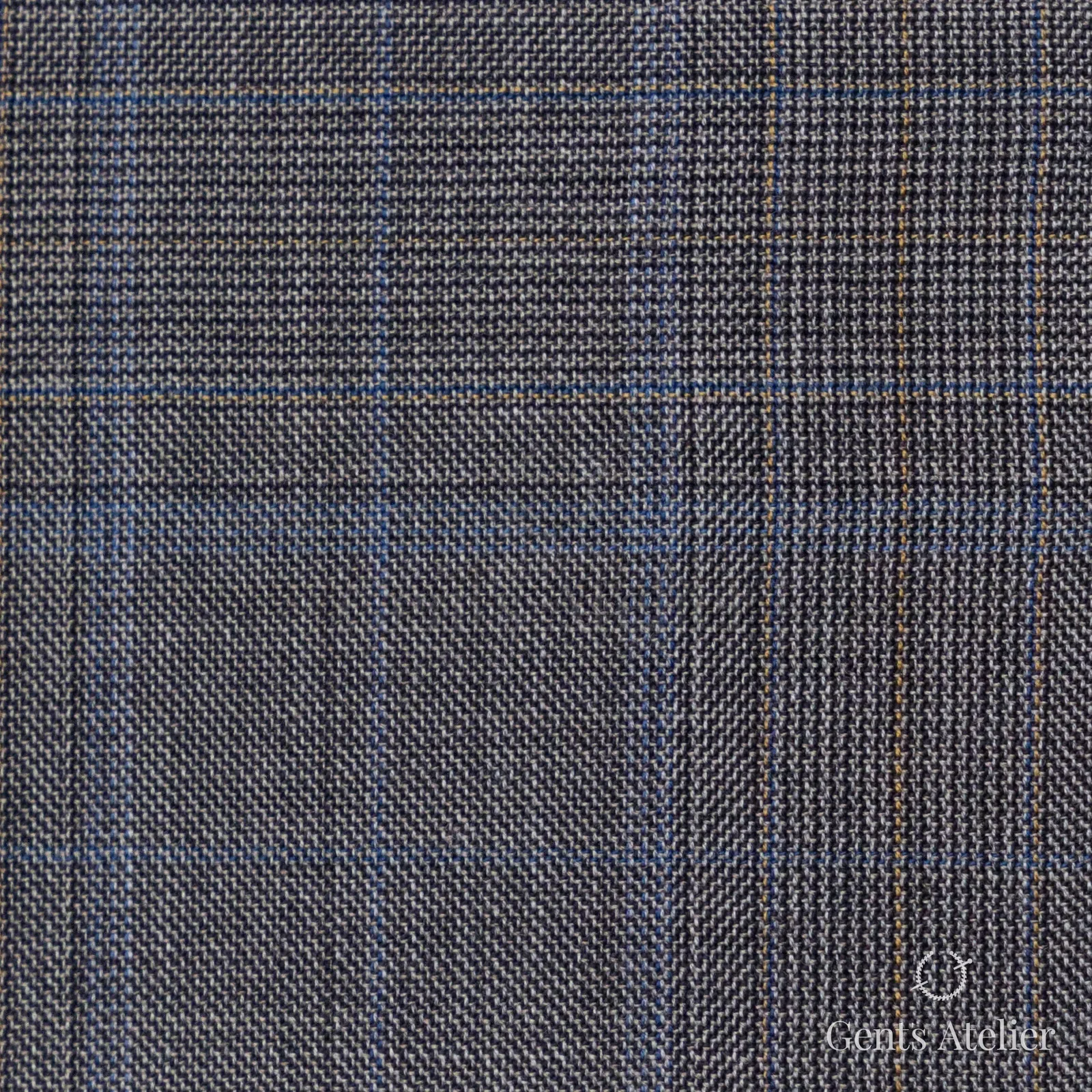 Костюмная ткань Marzoni 725 - 455 / 1300 — Коричневый / Синий, оконная клетка, 100% шерсть