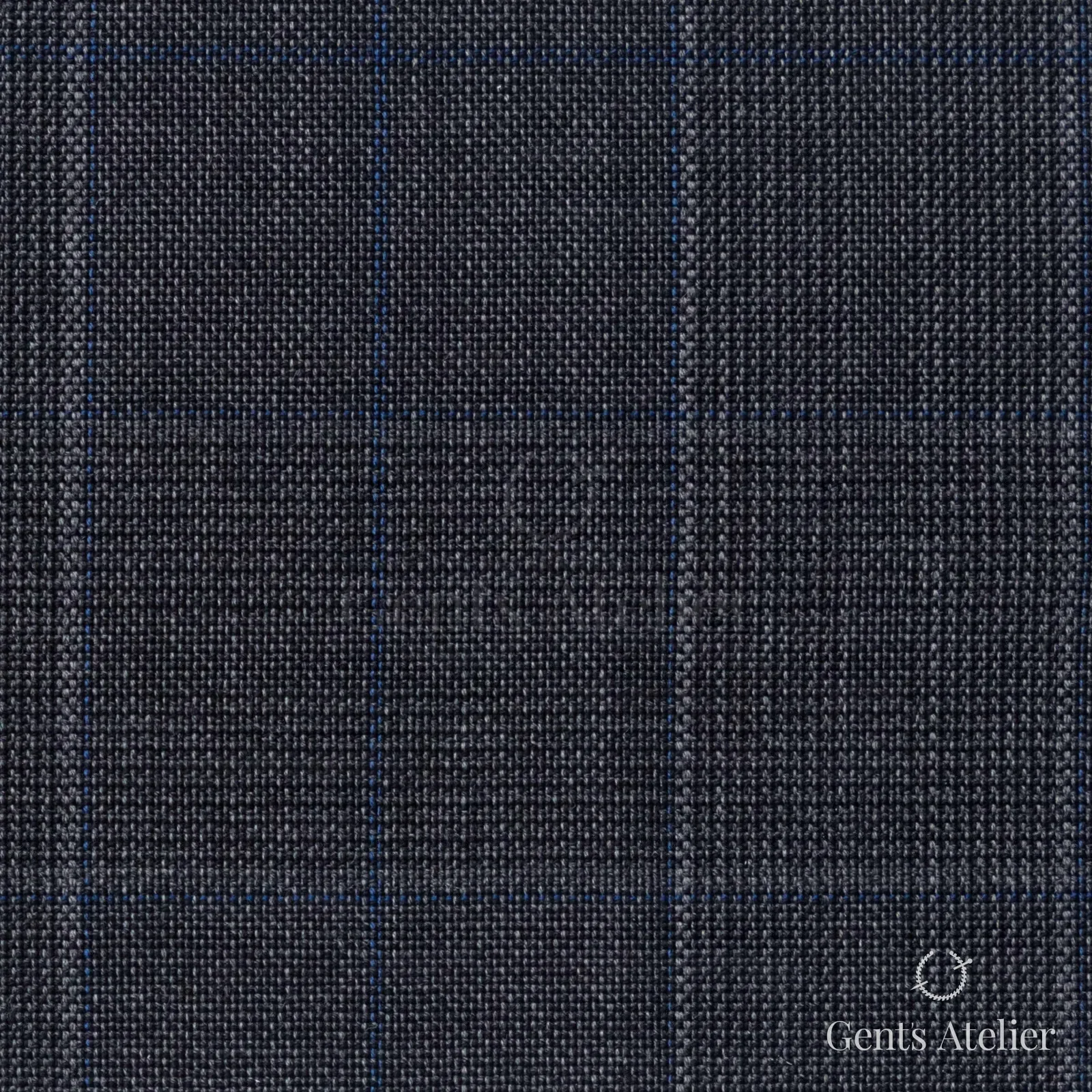Костюмная ткань Marzoni 725 - 457 / 1300 — Серый / Синий, оконная клетка, 100% шерсть