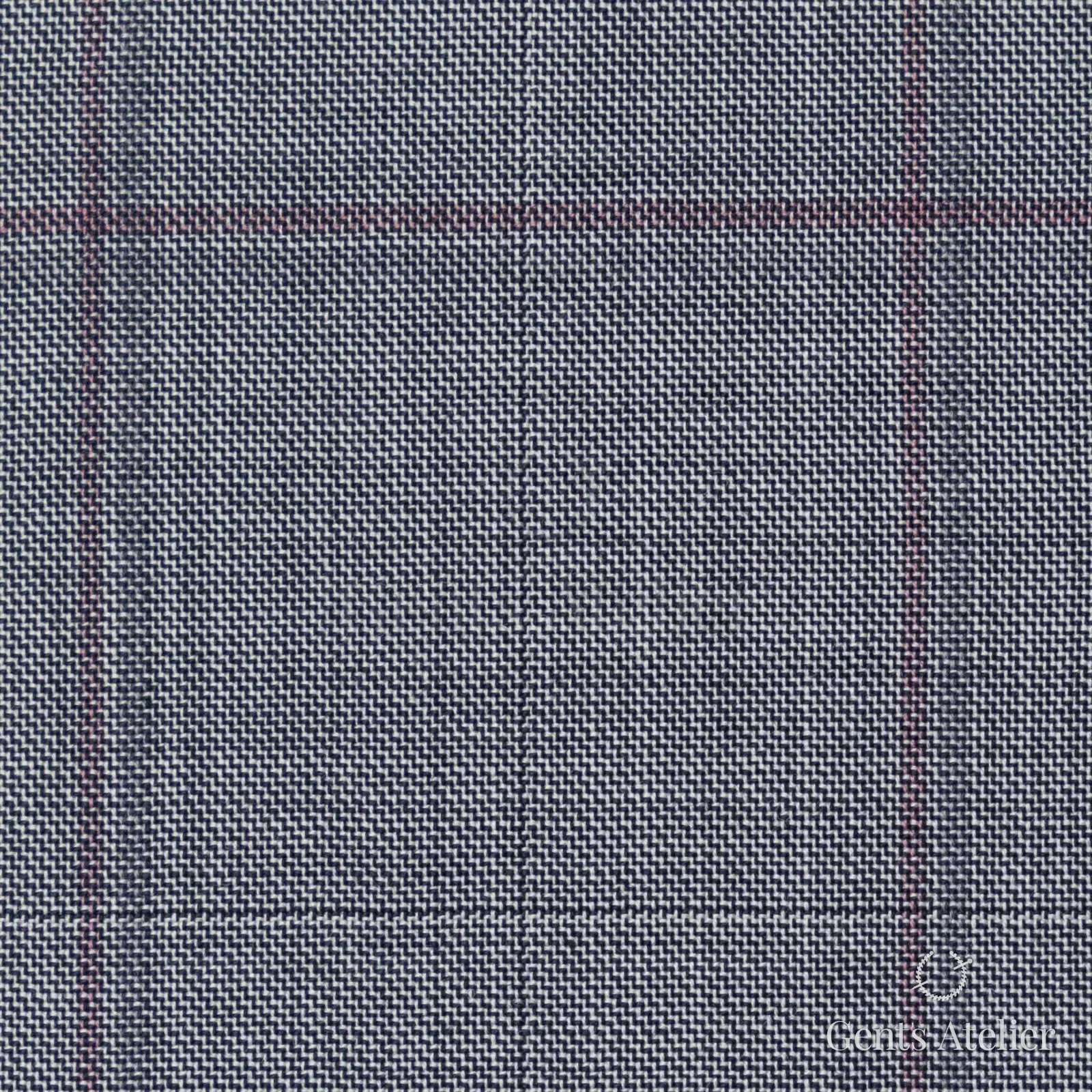 Костюмная ткань Marzoni 725 - 464 / 1300 — Серый / Бордовый, оконная клетка, 100% шерсть