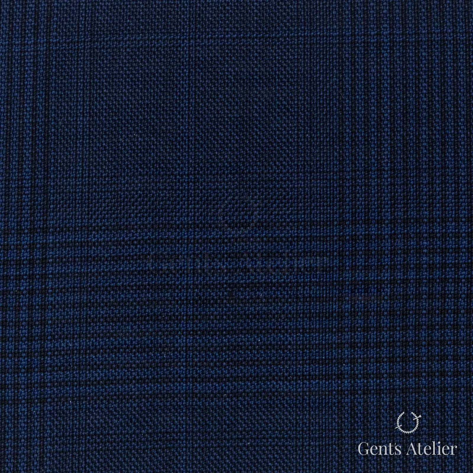 Костюмная ткань Marzoni 725 - 488 / 1500 — Синий / Тёмно-синий, оконная клетка, 100% шерсть
