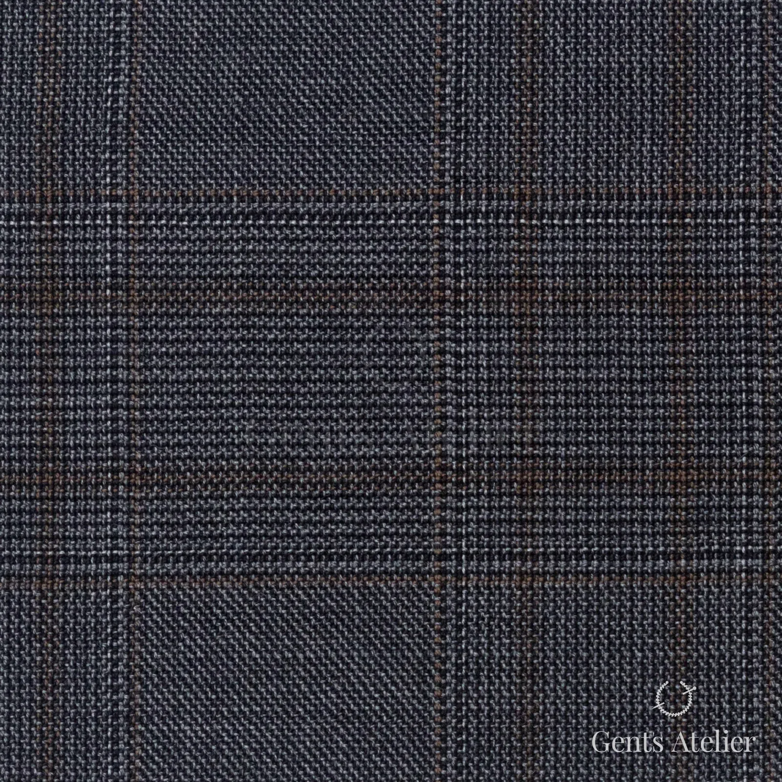 Костюмная ткань Marzoni 725 - 495 / 1500 — Серый / Tan, оконная клетка, 100% шерсть