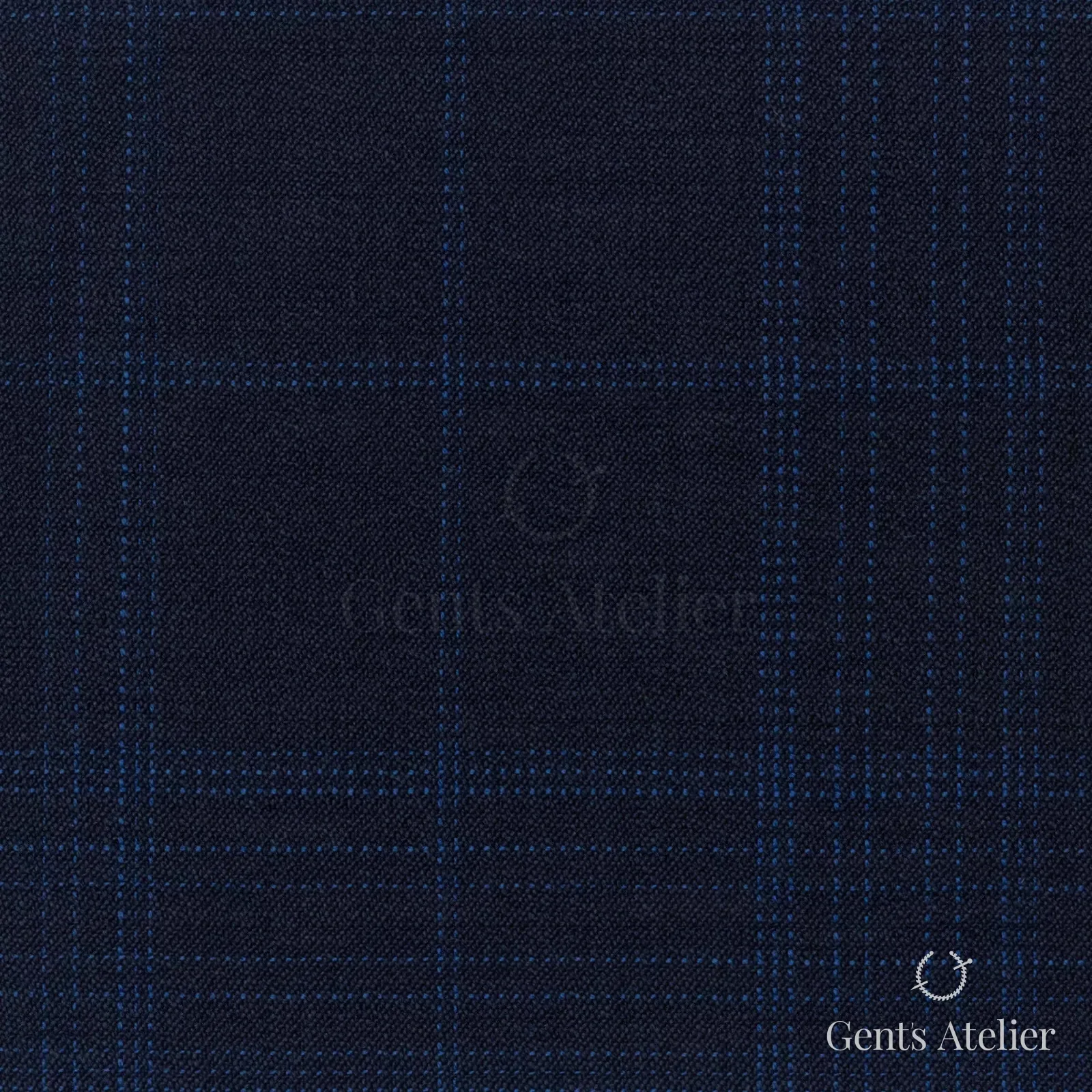 Костюмная ткань Marzoni 725 - 496 / 1500 — Тёмно-синий / Синий, оконная клетка, 100% шерсть