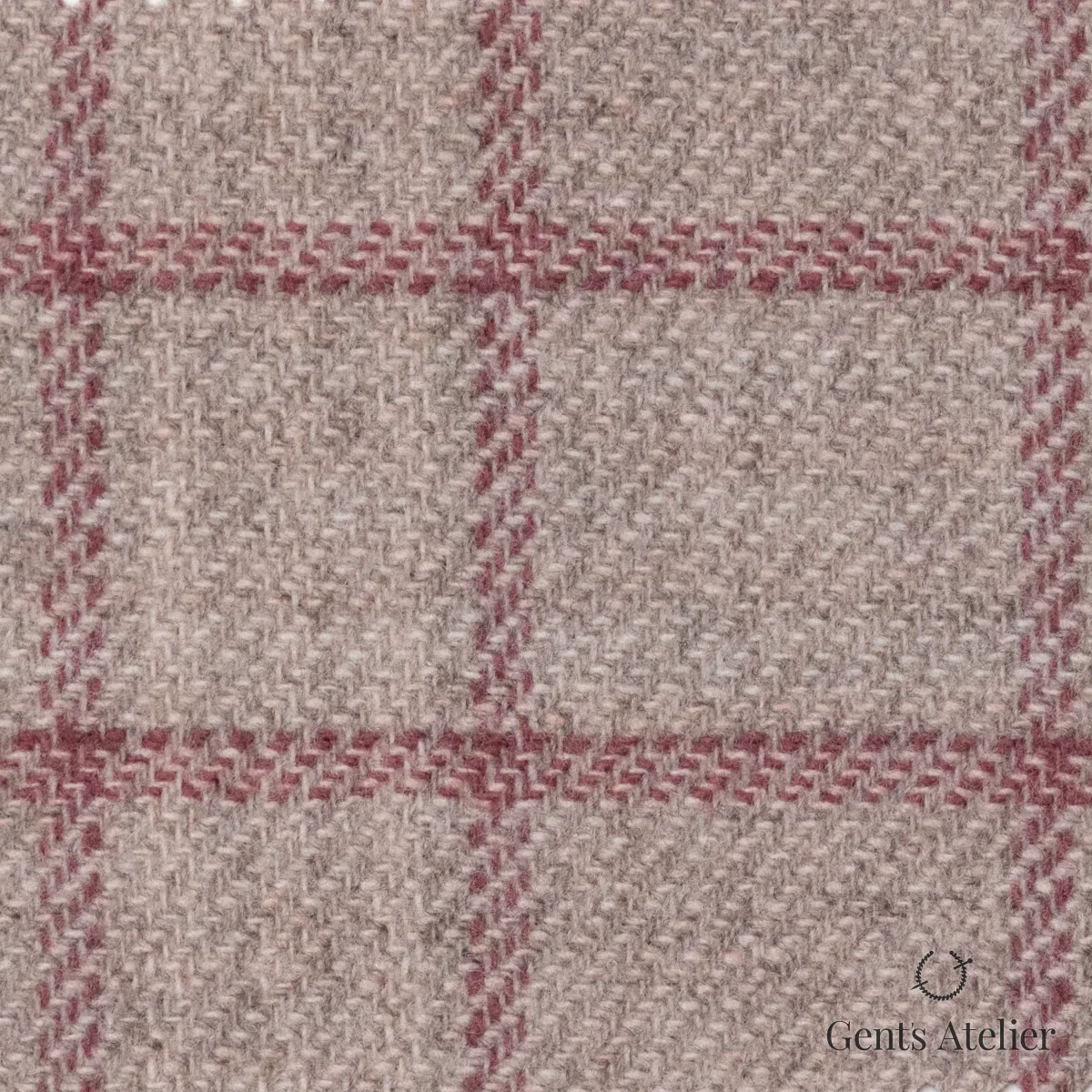 Костюмная ткань Marzoni 651 - 675 / 1200 — Бежевый / Бордовый, виндоупейн, 90% шерсть, 10% Cashmere