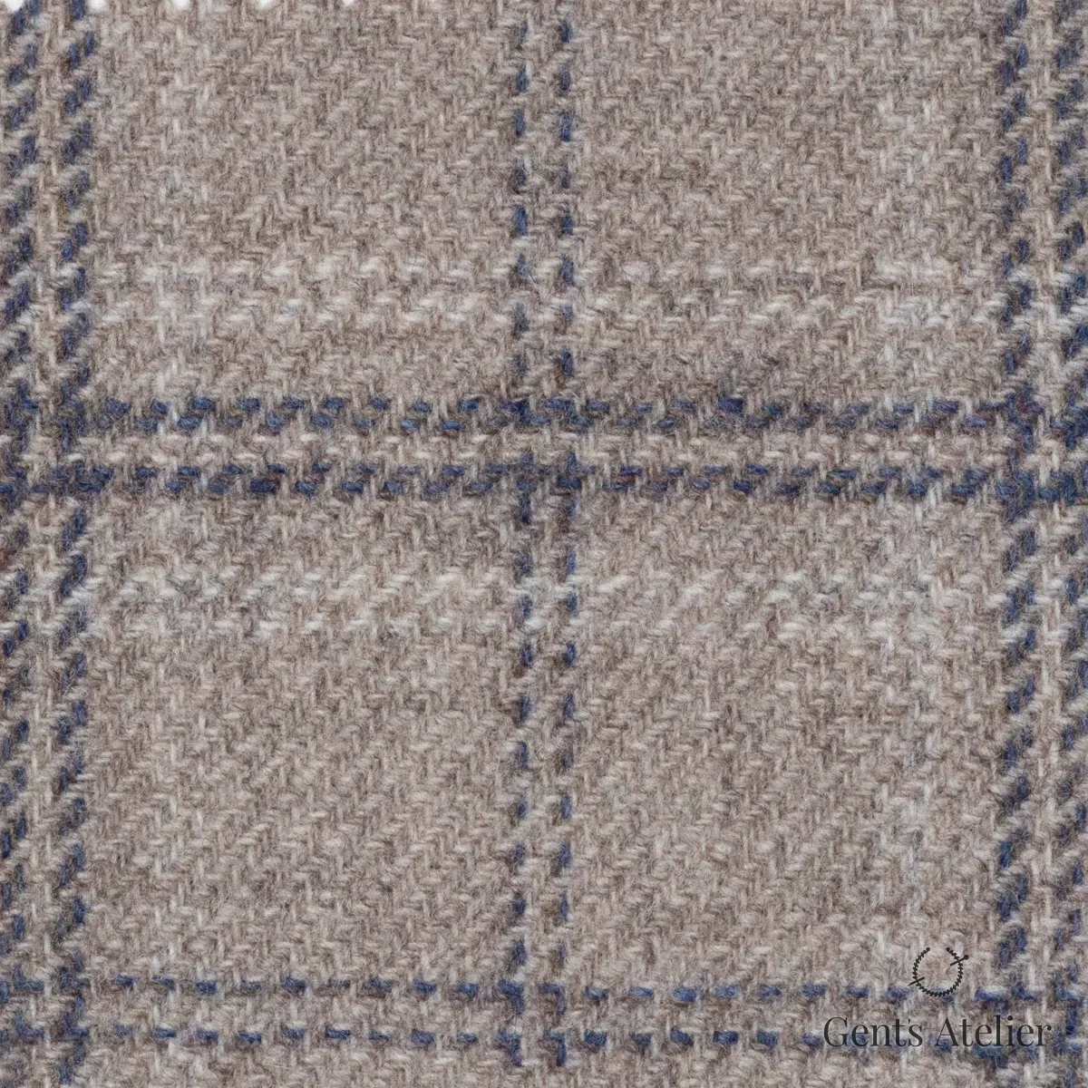 Костюмная ткань Marzoni 651 - 688 / 1500 — Бежевый / Синий, виндоупейн, 90% шерсть, 10% Cashmere