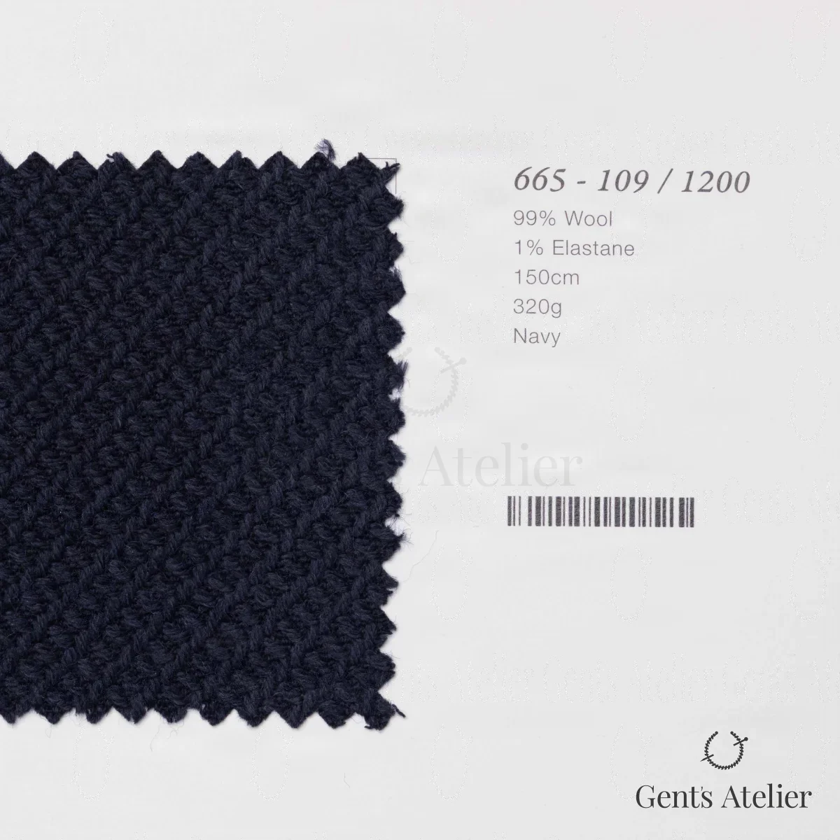 Костюмная ткань Marzoni 662 - 019 / 2200 — Тёмно-синий, в полоску, 90% шерсть, 10% Cashmere